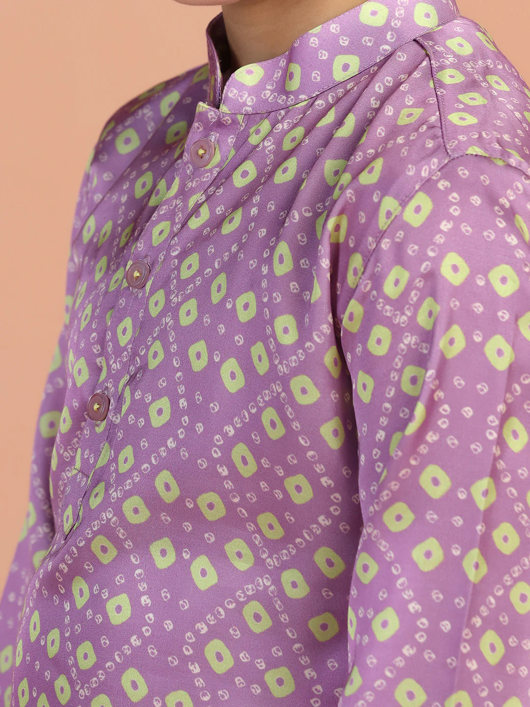 Lavender Gold Printed Kids Kurta Set - Image 5