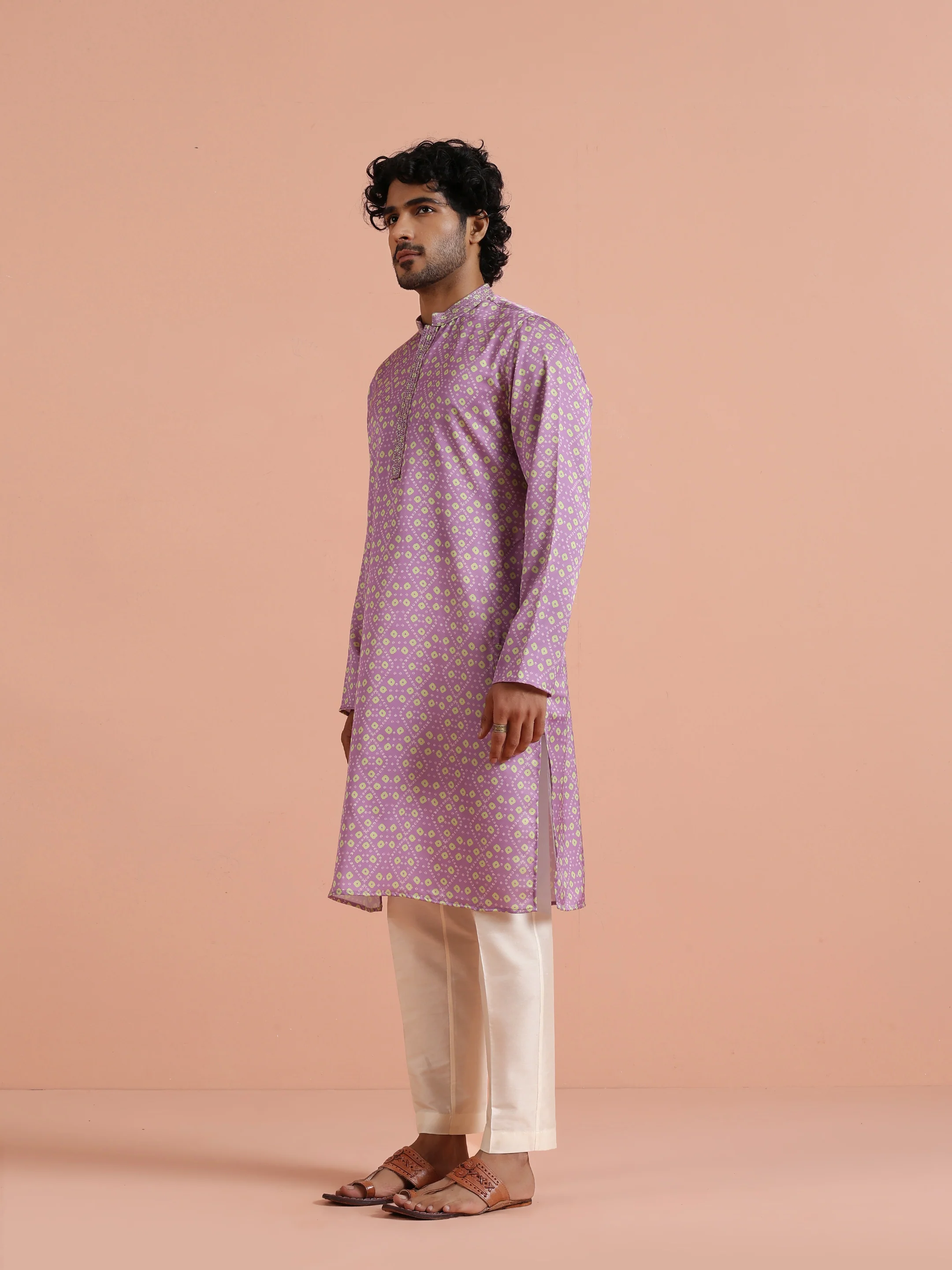 Lavender Printed Kurta Trouser - Image 3