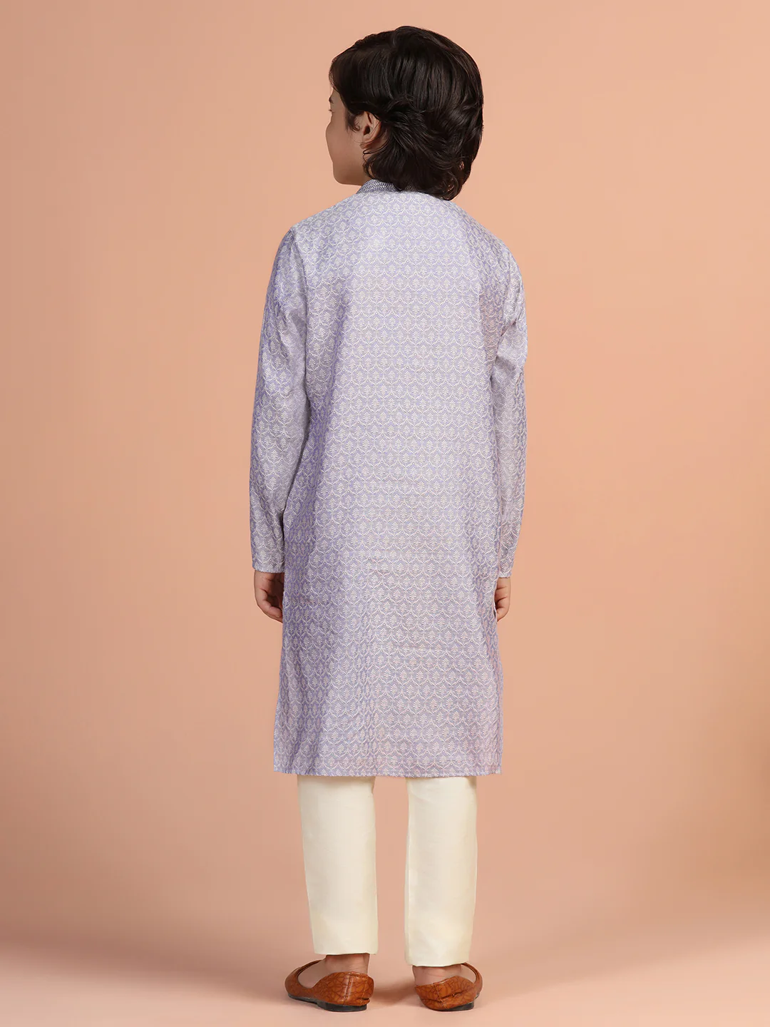 Lavender Self-Design Kurta - Image 4