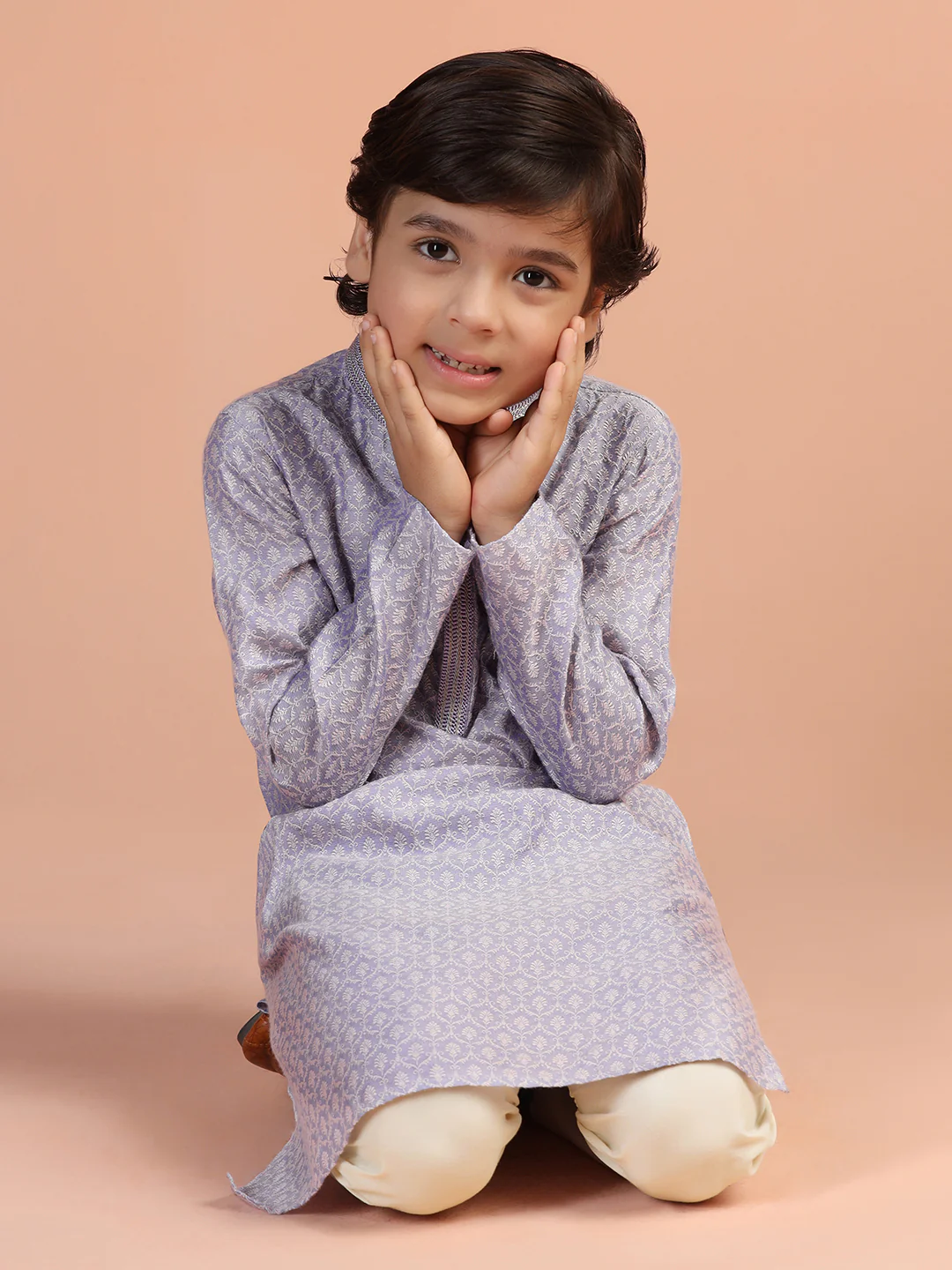Lavender Self-Design Kurta - Image 7