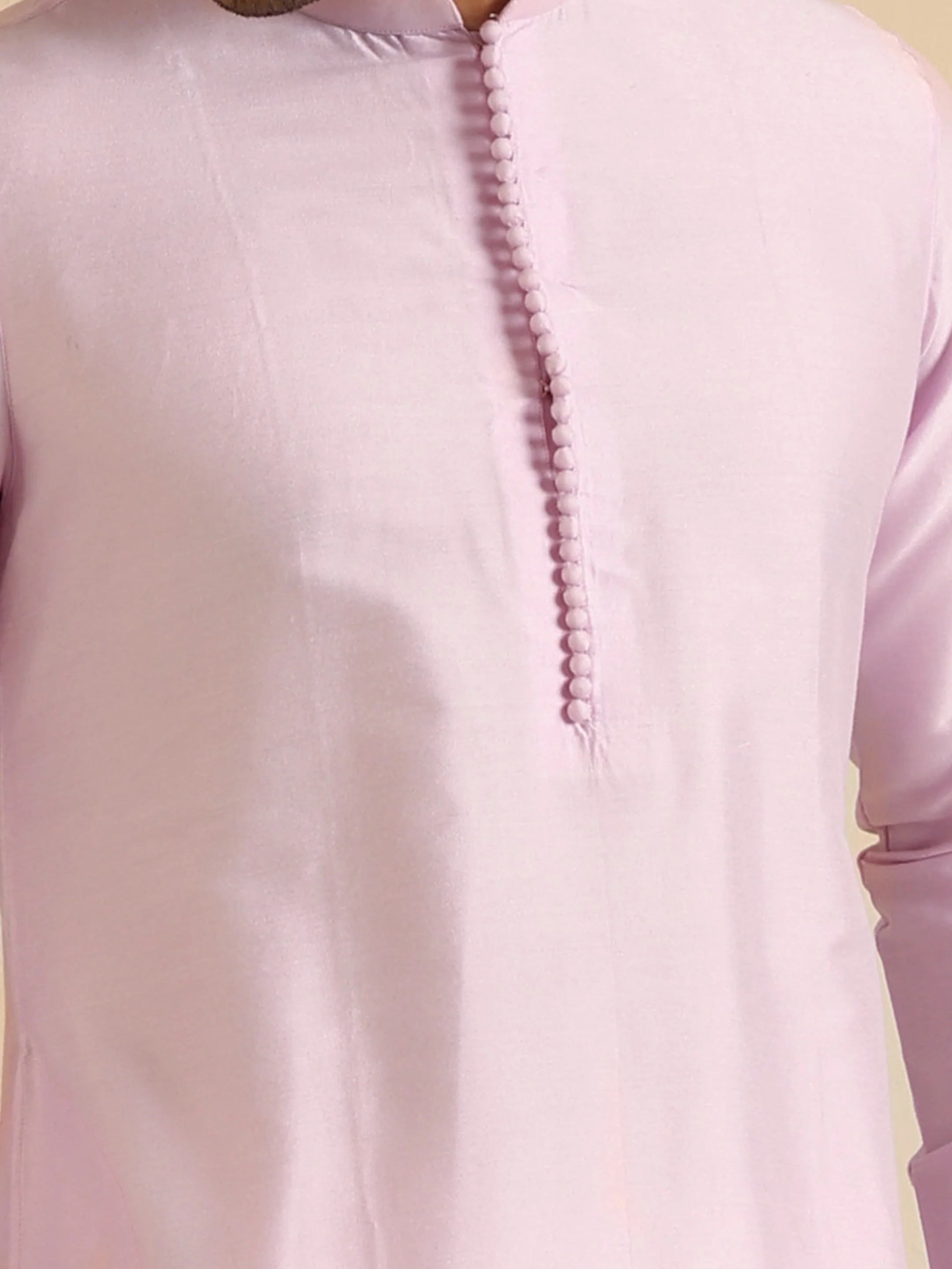 Lavender Silk Blend Solid Mid Kurta - Image 4