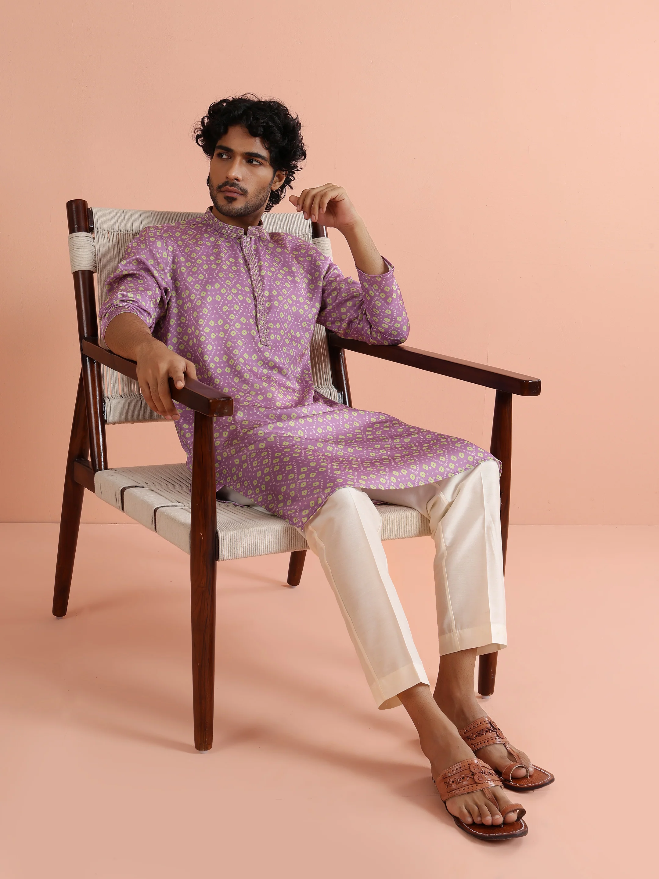 Lilac Geometric Printed Kurta - Image 8