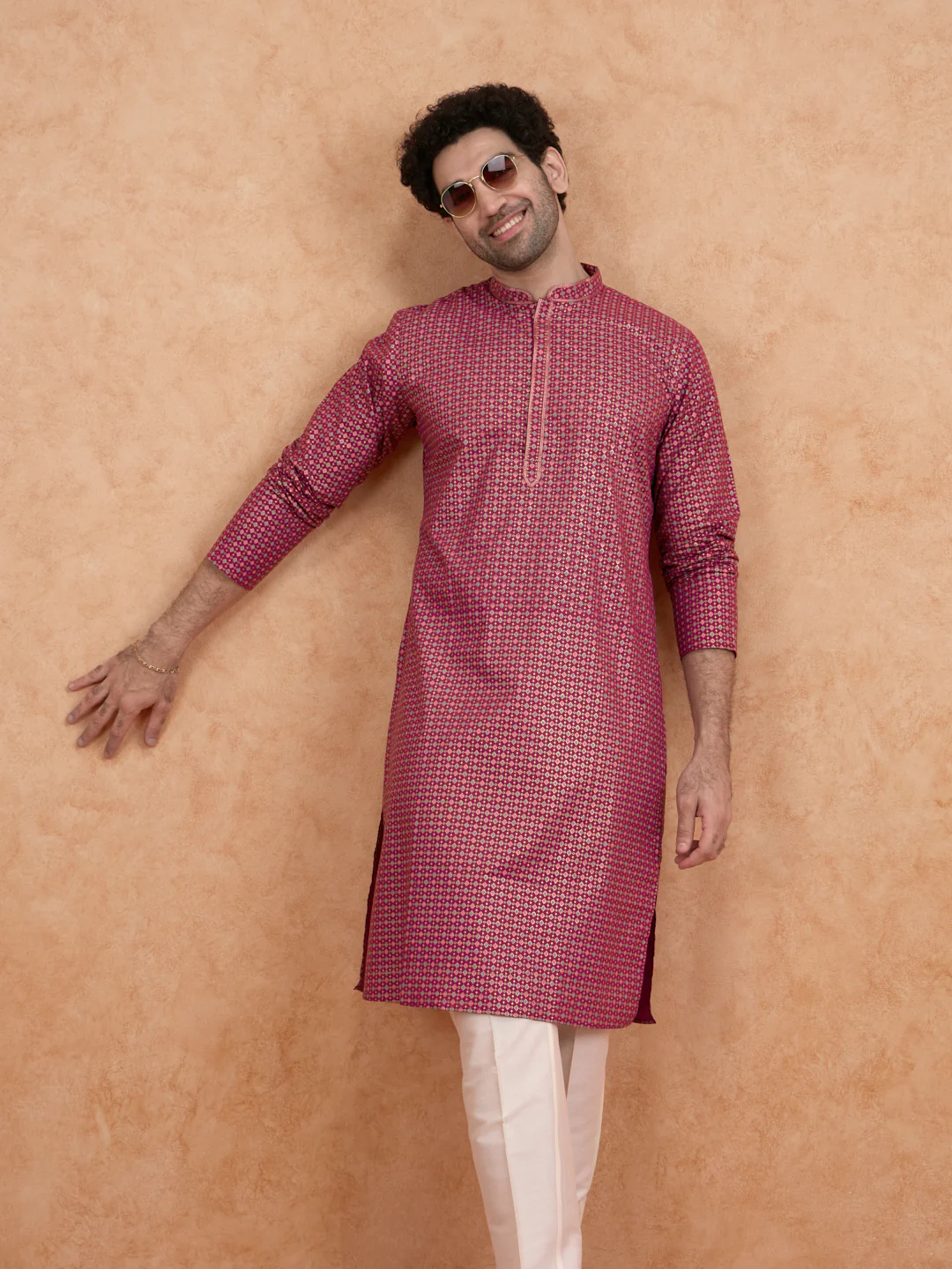 Magenta Silk Blend Kurta Set - Image 7