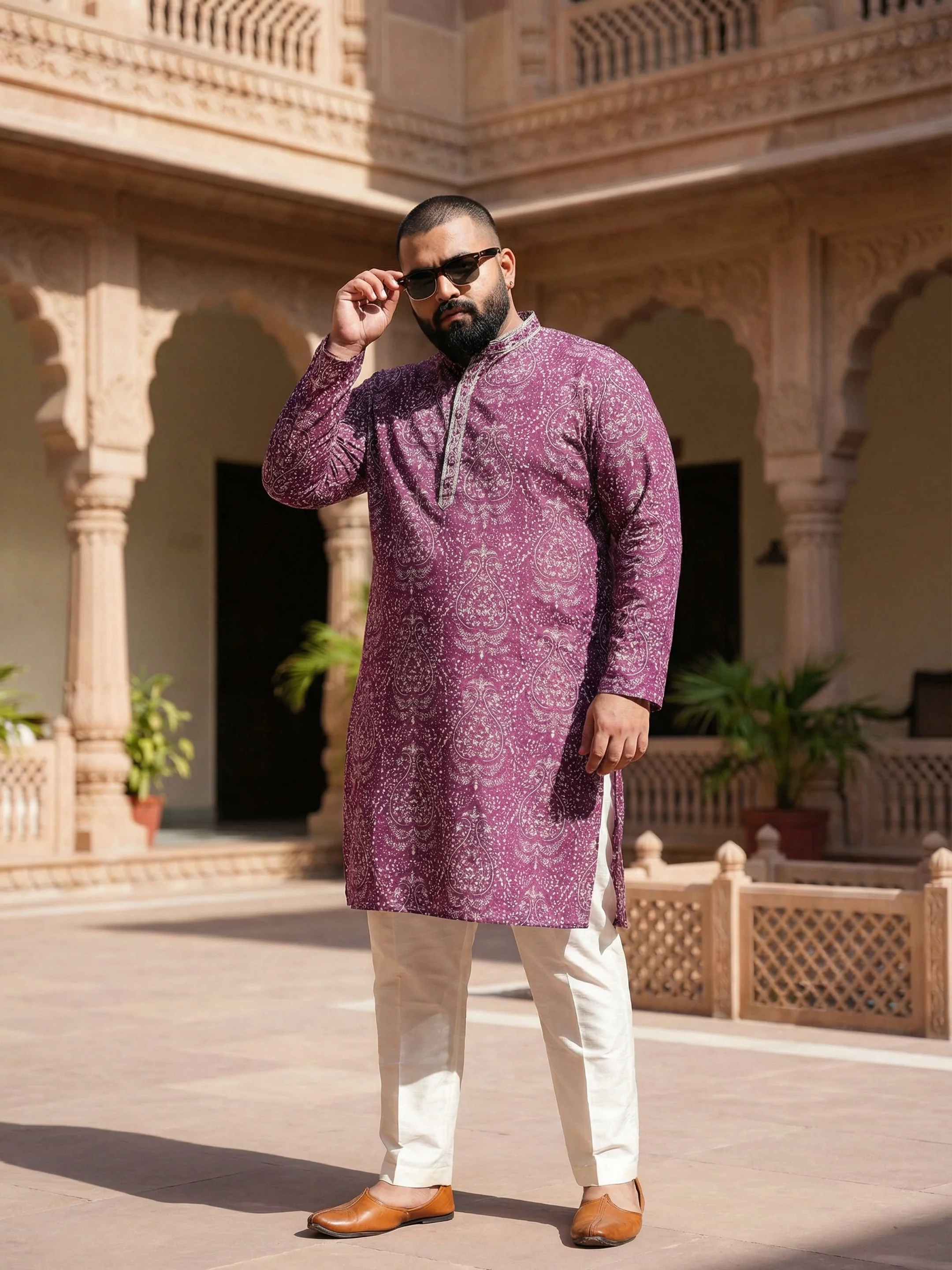 Maroon Art Silk Paisley Printed Kurta