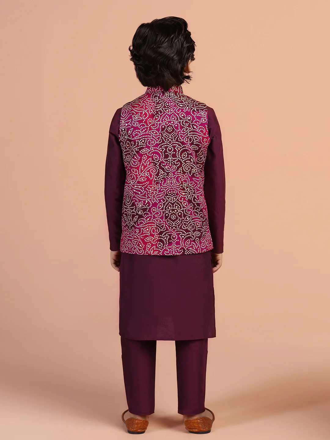 Maroon Bandhani Printed Jacket - Image 4