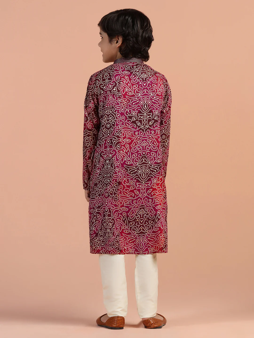 Maroon Bandhani Printed Kurta - Image 4