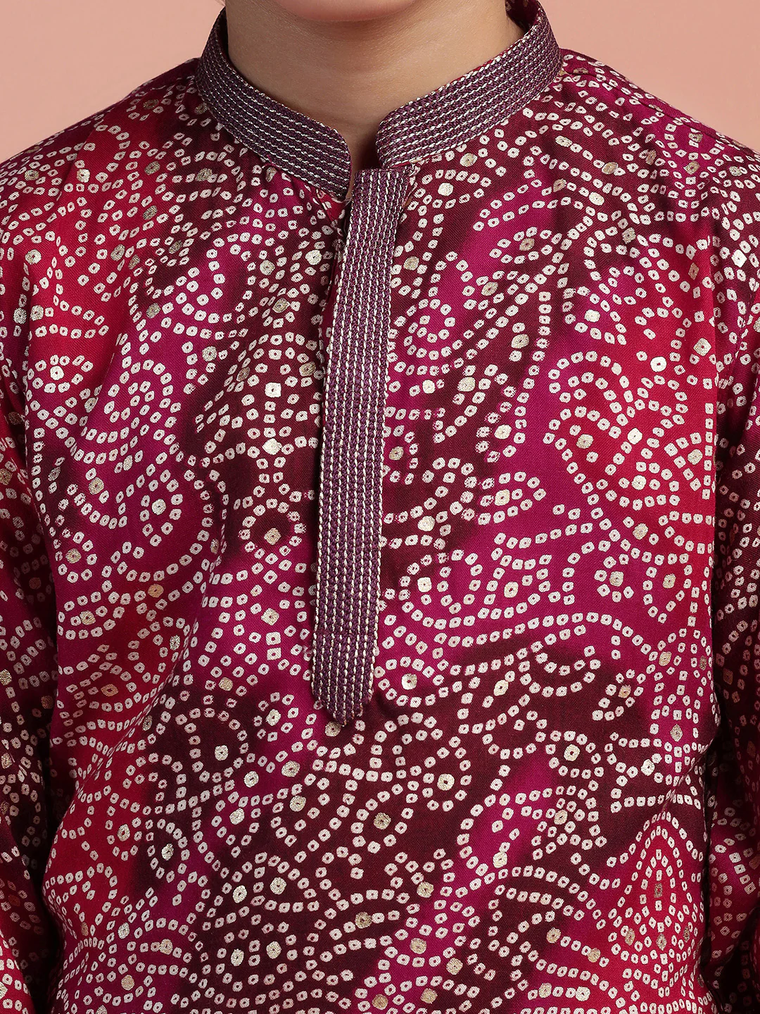 Maroon Bandhani Printed Kurta - Image 5