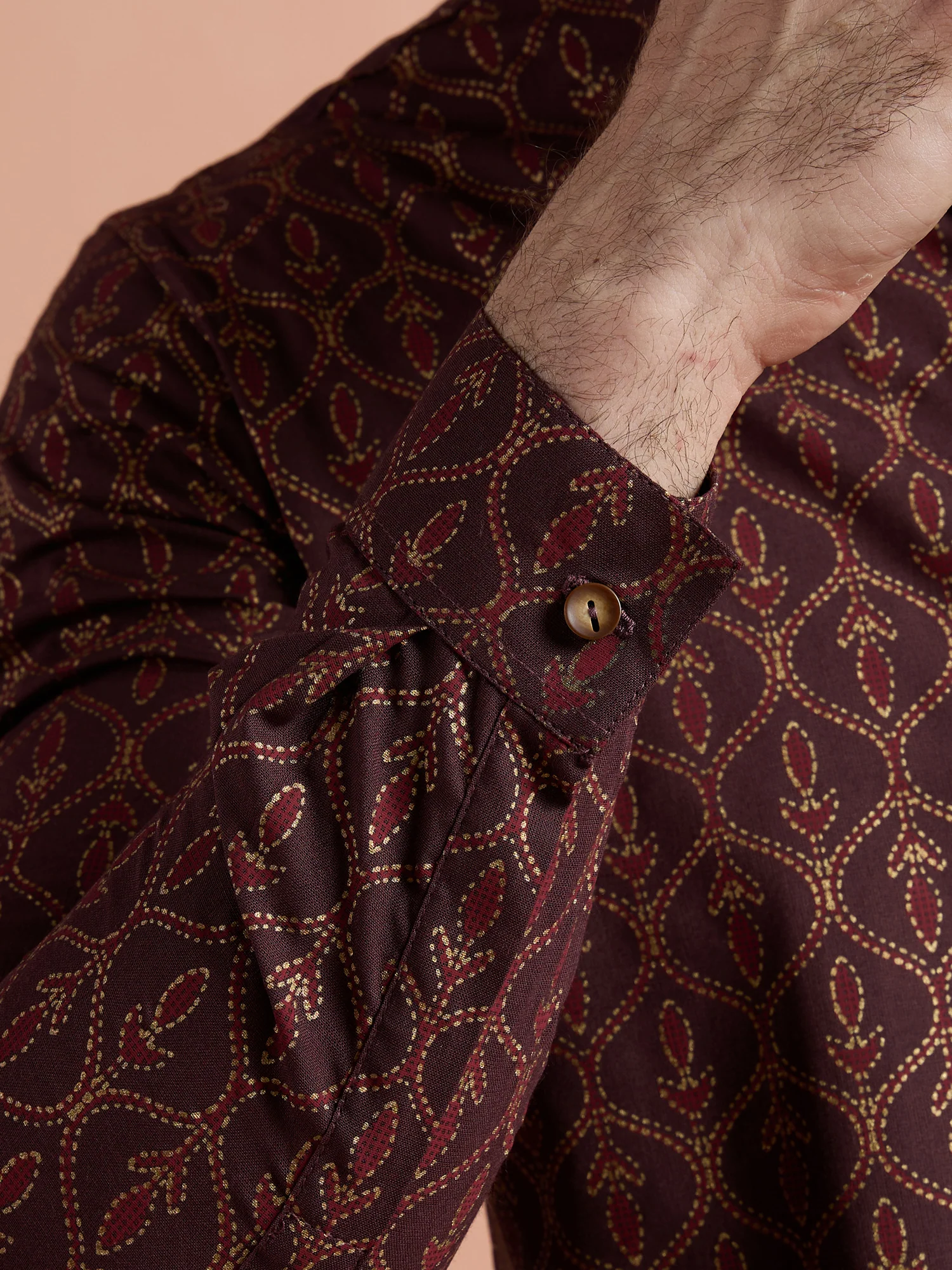Maroon Cotton Printed Short Kurta - Image 5