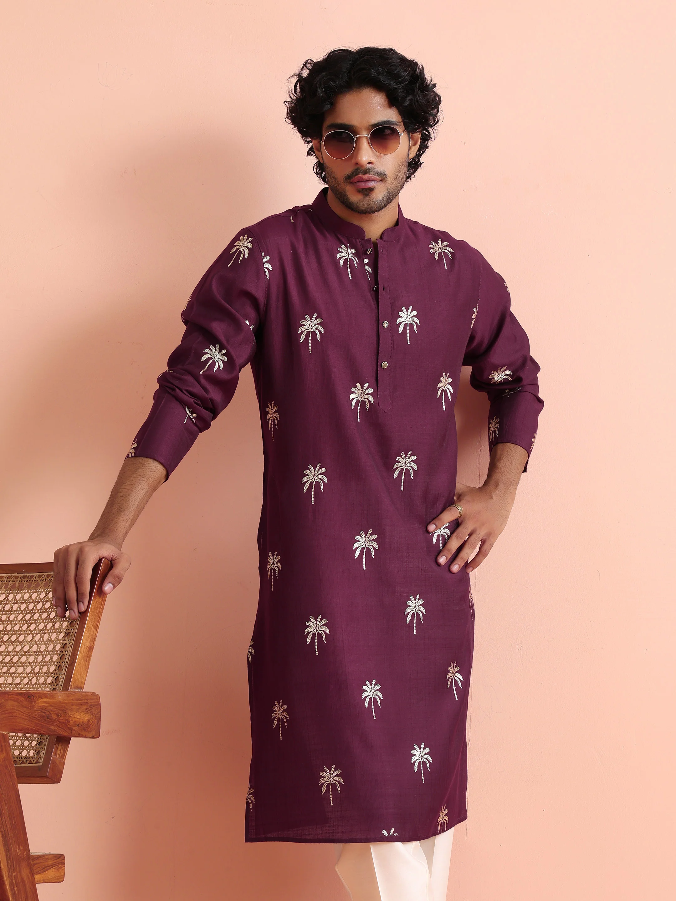 Maroon Printed Kurta Trouser Set - Image 9