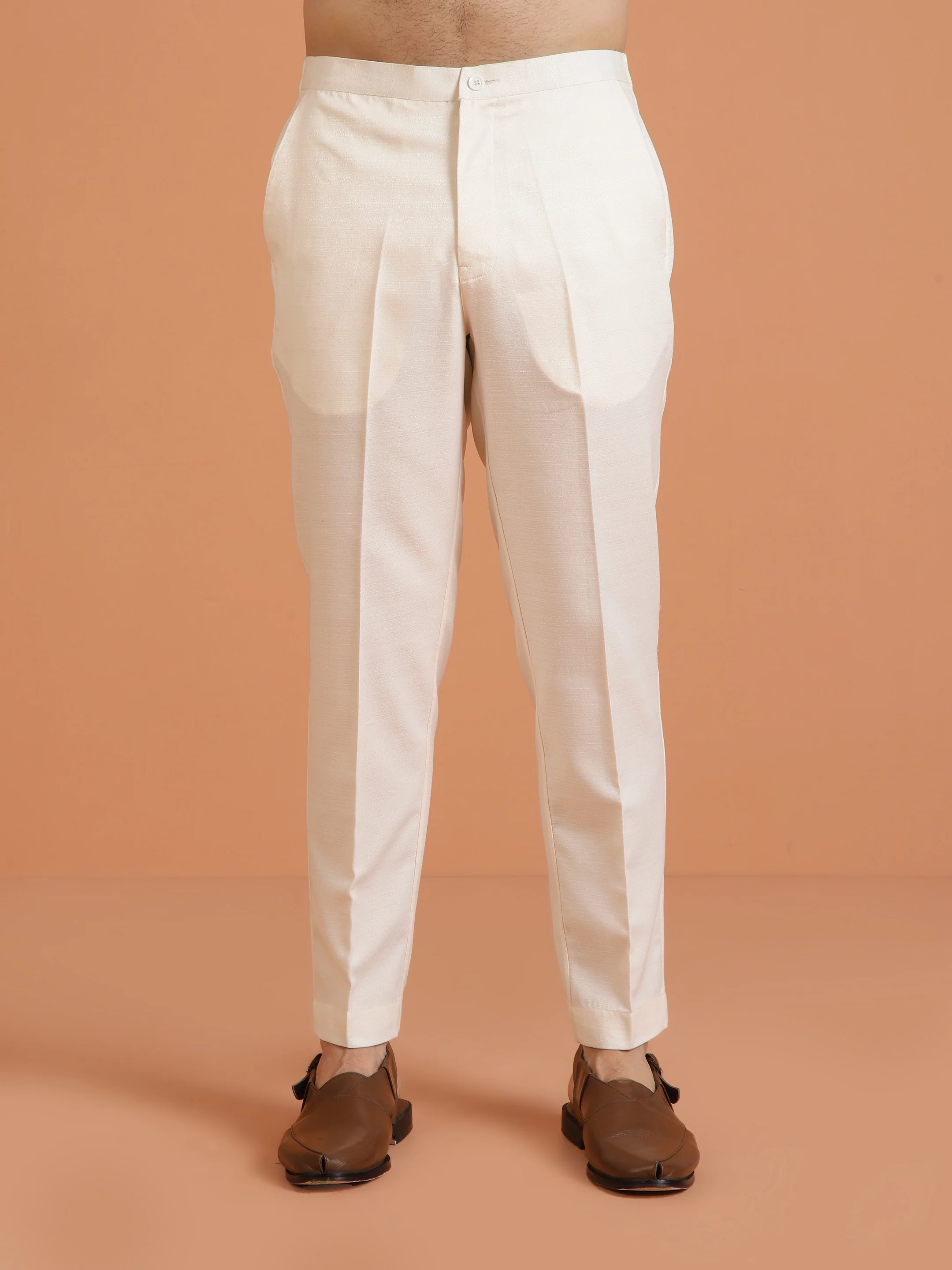 Maroon Embroidered Kurta with Cream Trouser Set – Elegant Festive Wear - Image 7