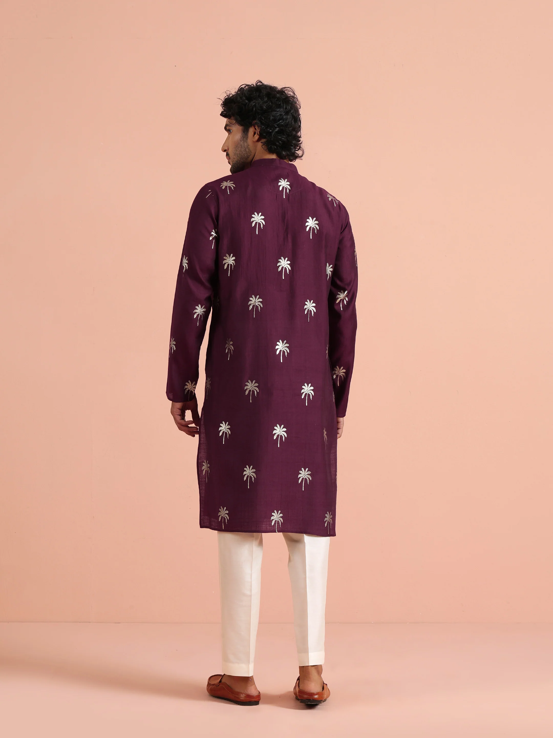 Maroon Polyrayon Gold Printed Kurta - Image 4