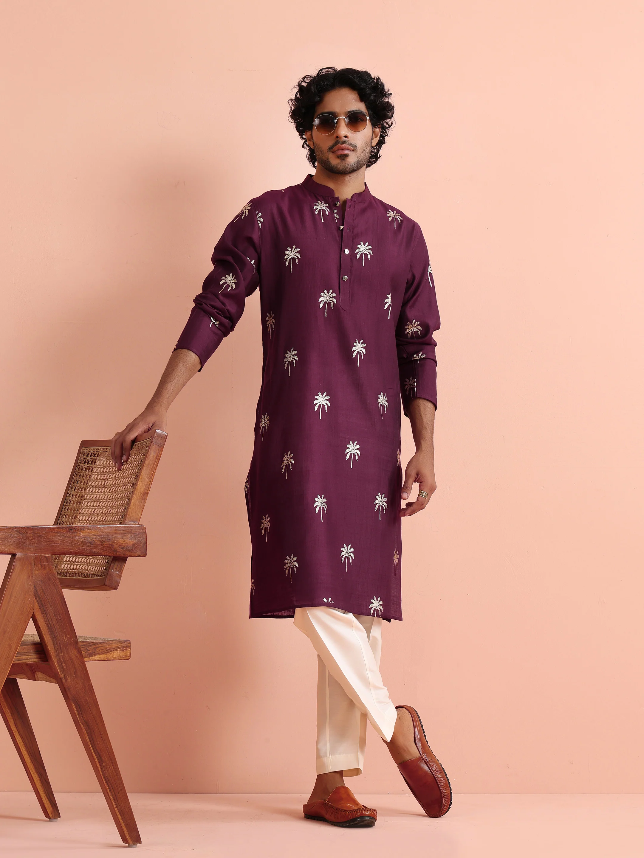 Maroon Polyrayon Gold Printed Kurta - Image 6