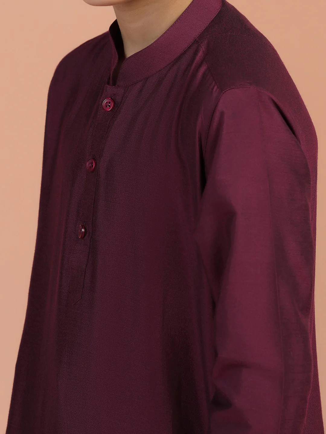 Maroon Satin Kurta Pyjama Set for Kids - Image 5