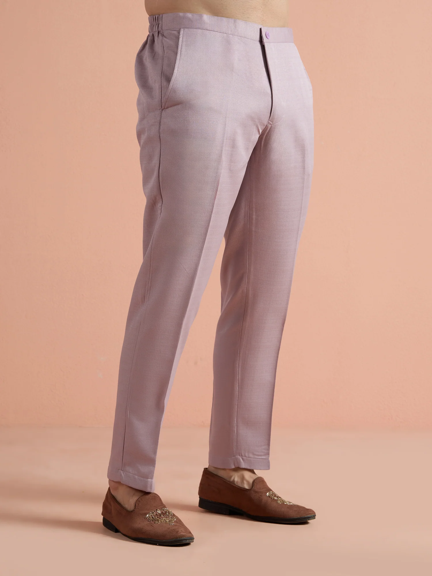Mauve Poly Viscose Solid Bandhgala Trouser Set - Image 6