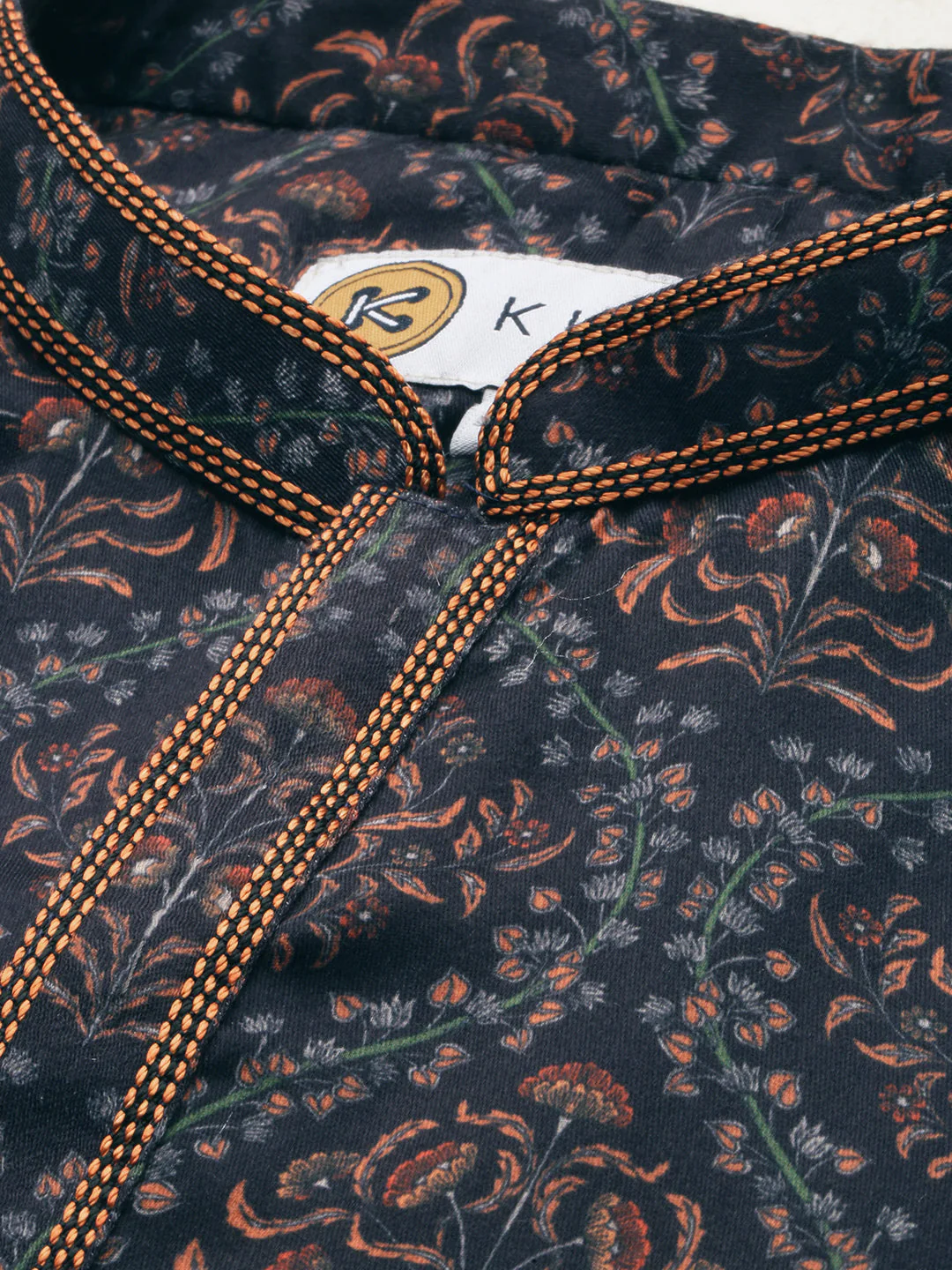 Black Printed Kurta with Contrast Detailing - Image 12