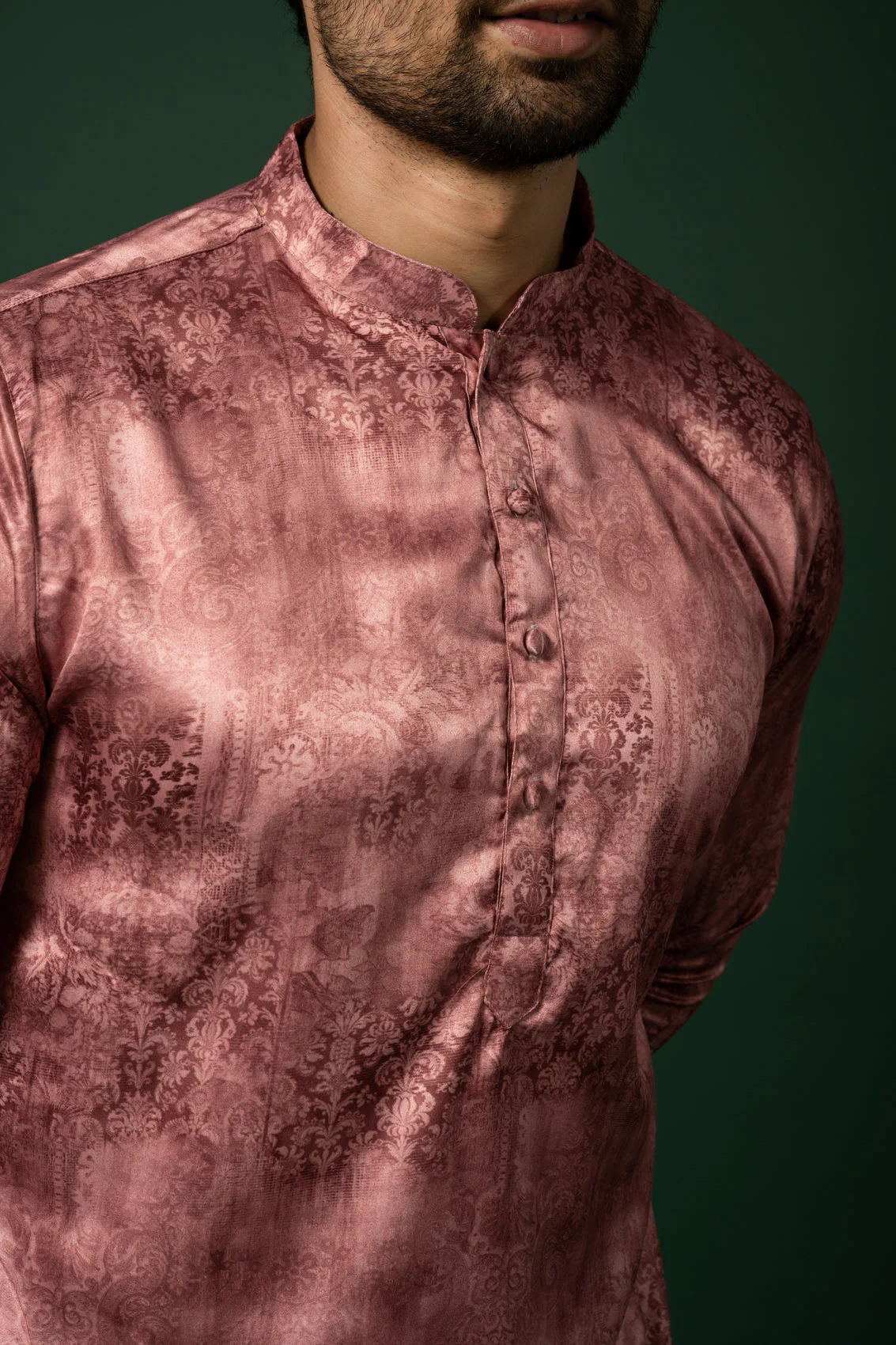 Pink Textured Silk Blend Kurta - Image 10