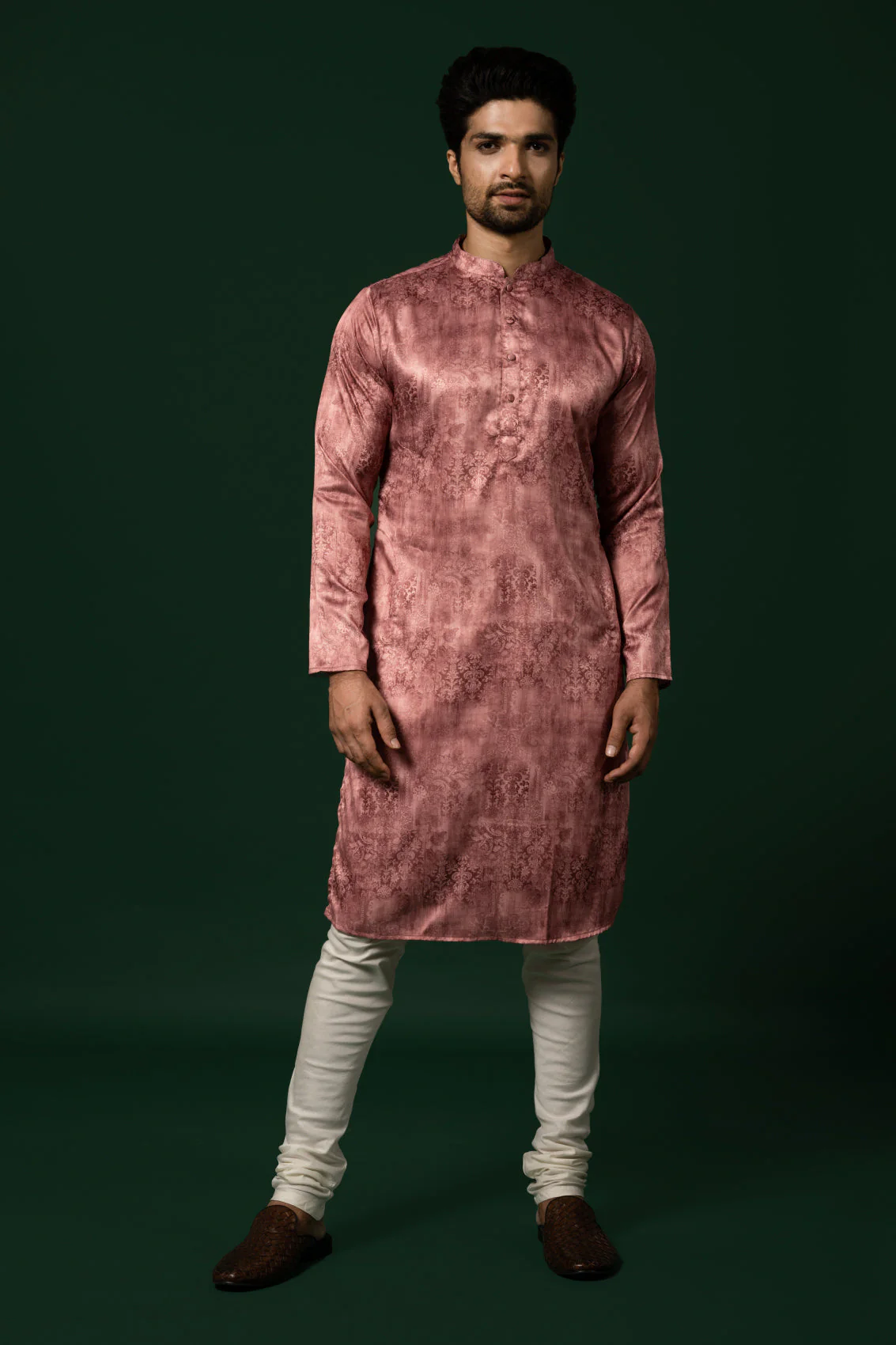 Pink Textured Silk Blend Kurta - Image 11