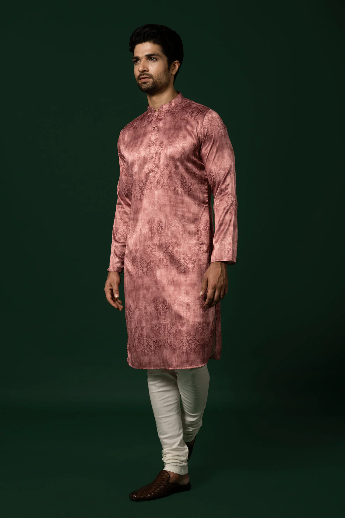 Pink Textured Silk Blend Kurta - Image 7