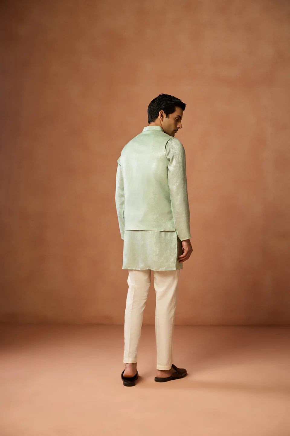 Mint Green Jacket Kurta Trouser Set - Image 4