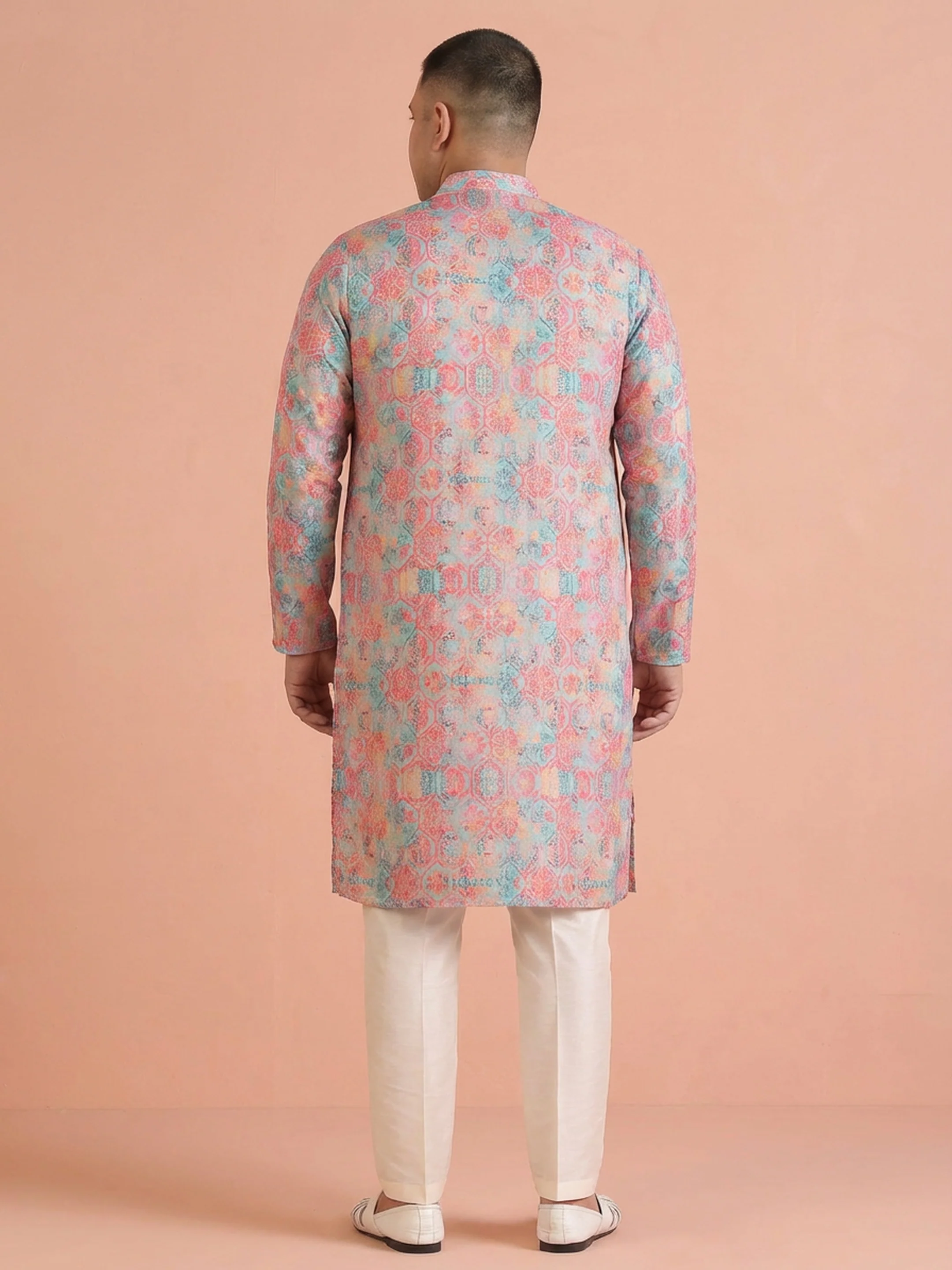Multi Color Art Silk Printed Long Kurta - Image 2