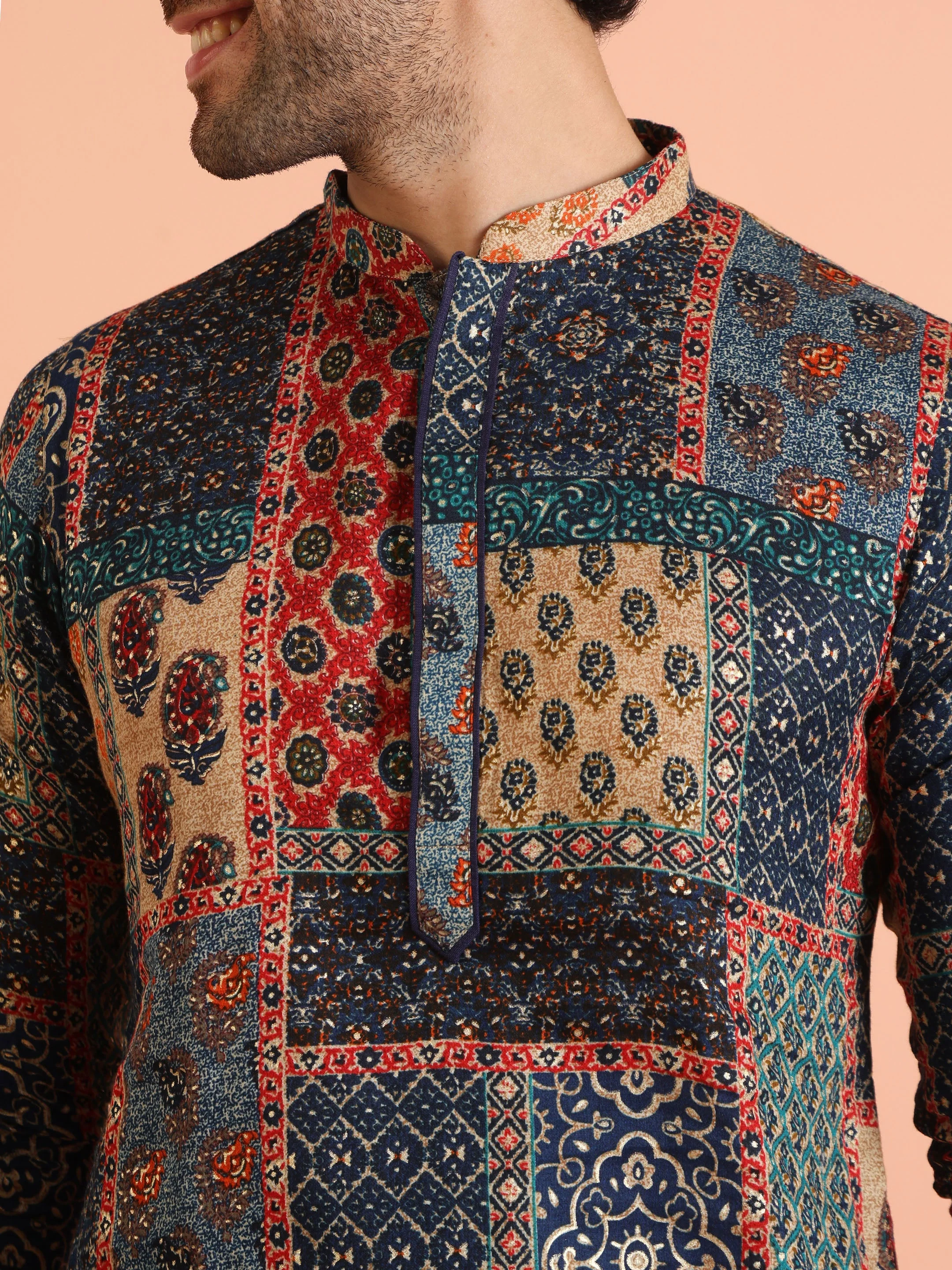Multi Color Cotton Printed Kurta - Image 3