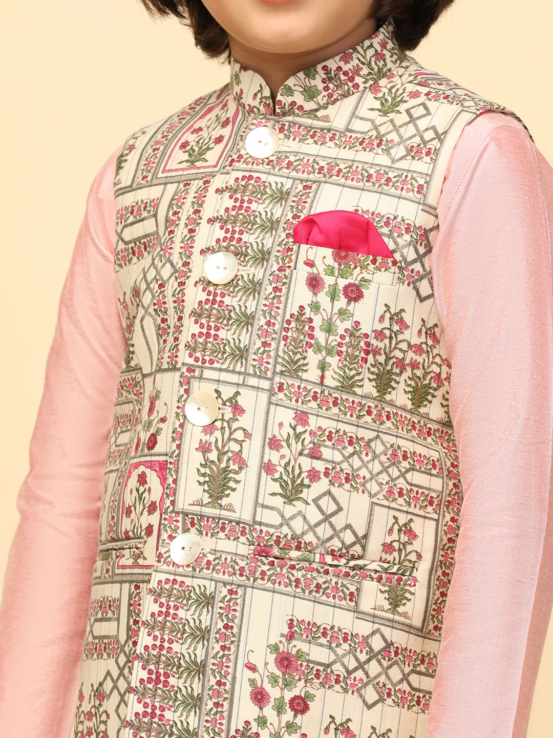 Multi-colour Printed Jacket Kurta Set - Image 5