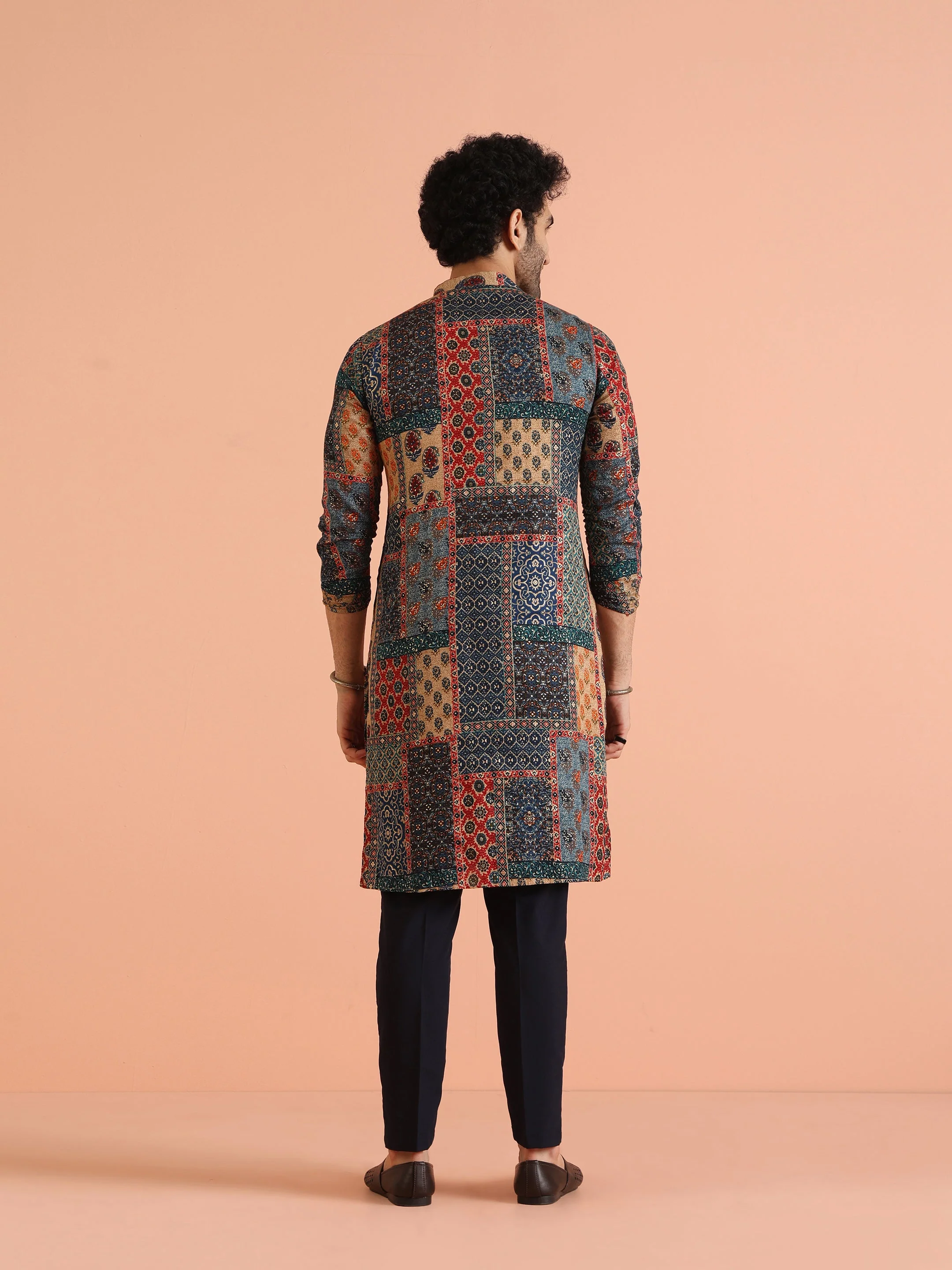 Multi Cotton Printed Kurta Trouser Set - Image 5