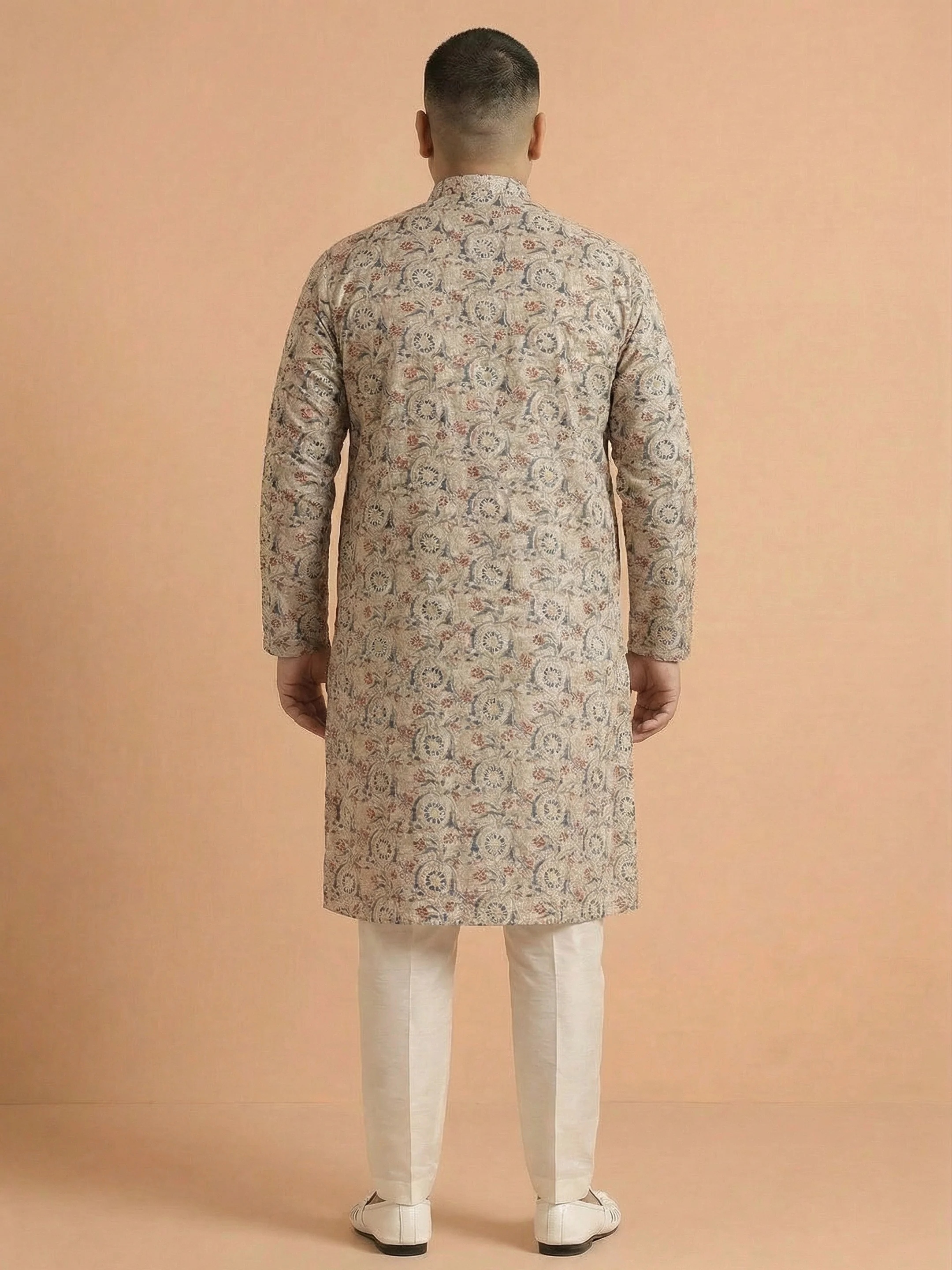 Multicolor Beige Printed Cotton Kurta - Image 2
