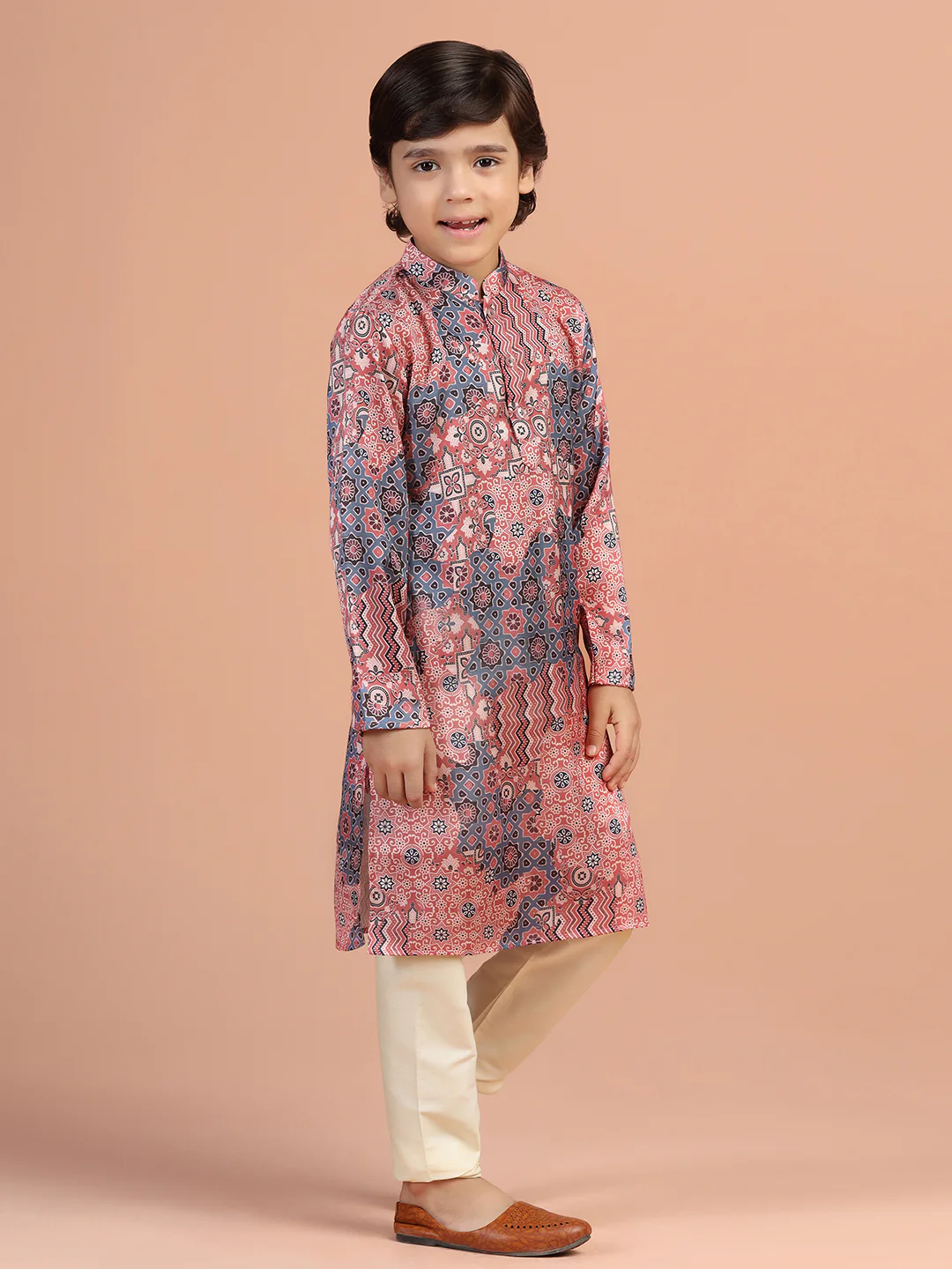 Multicolor Printed Kids Kurta Set - Image 3