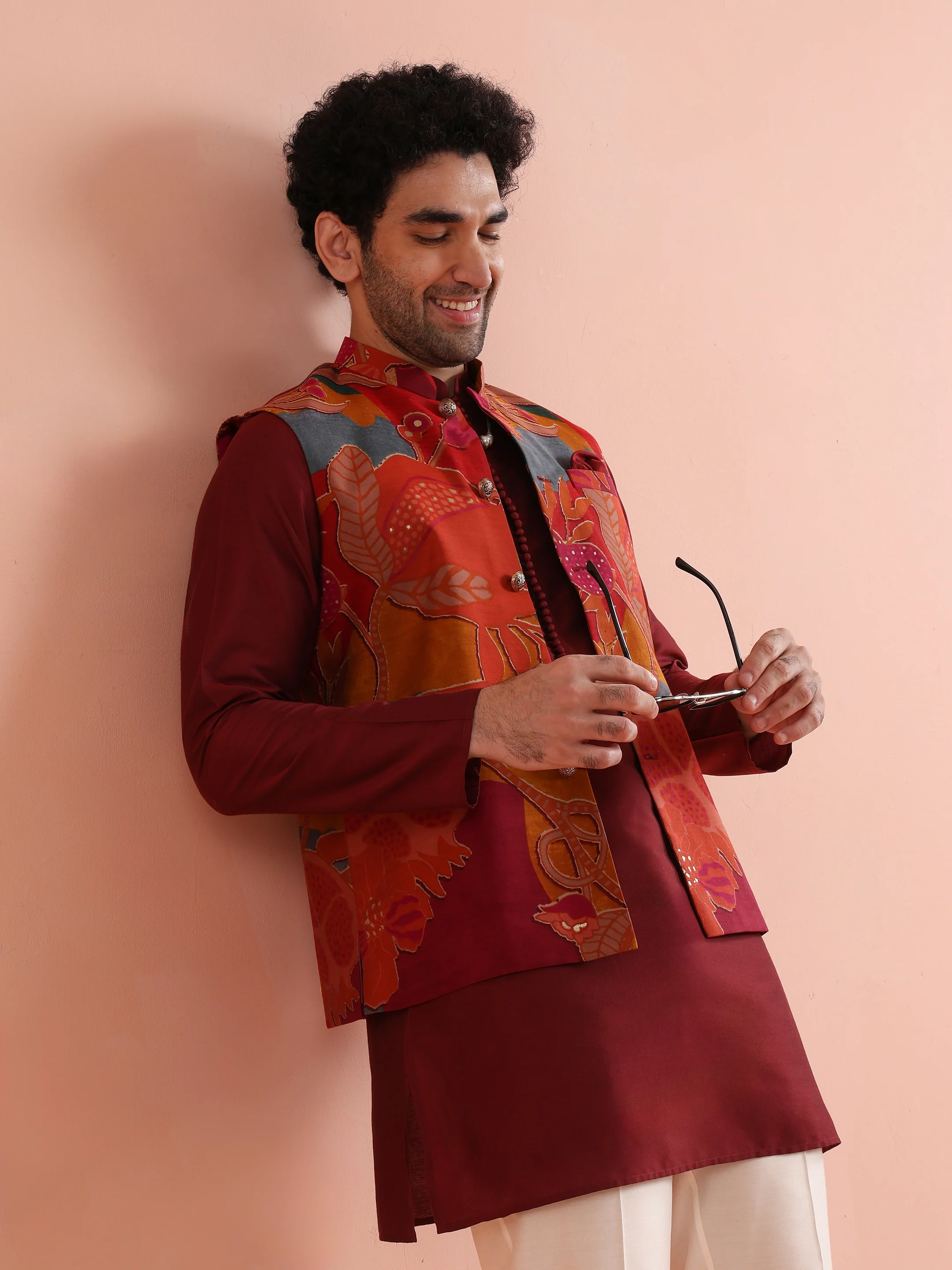 Multicolor Printed Nehru Jacket