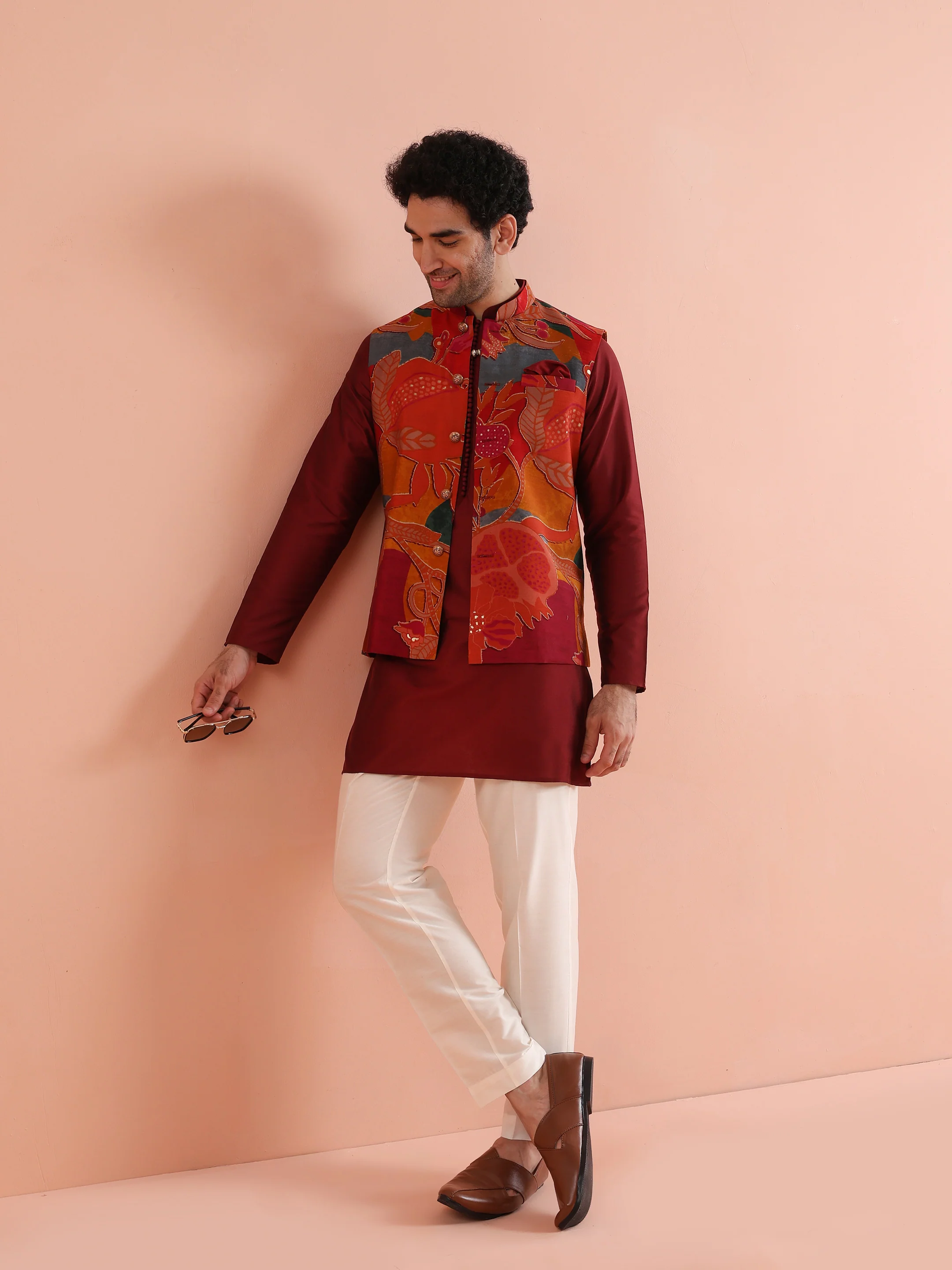 Multicolor Printed Nehru Jacket - Image 8
