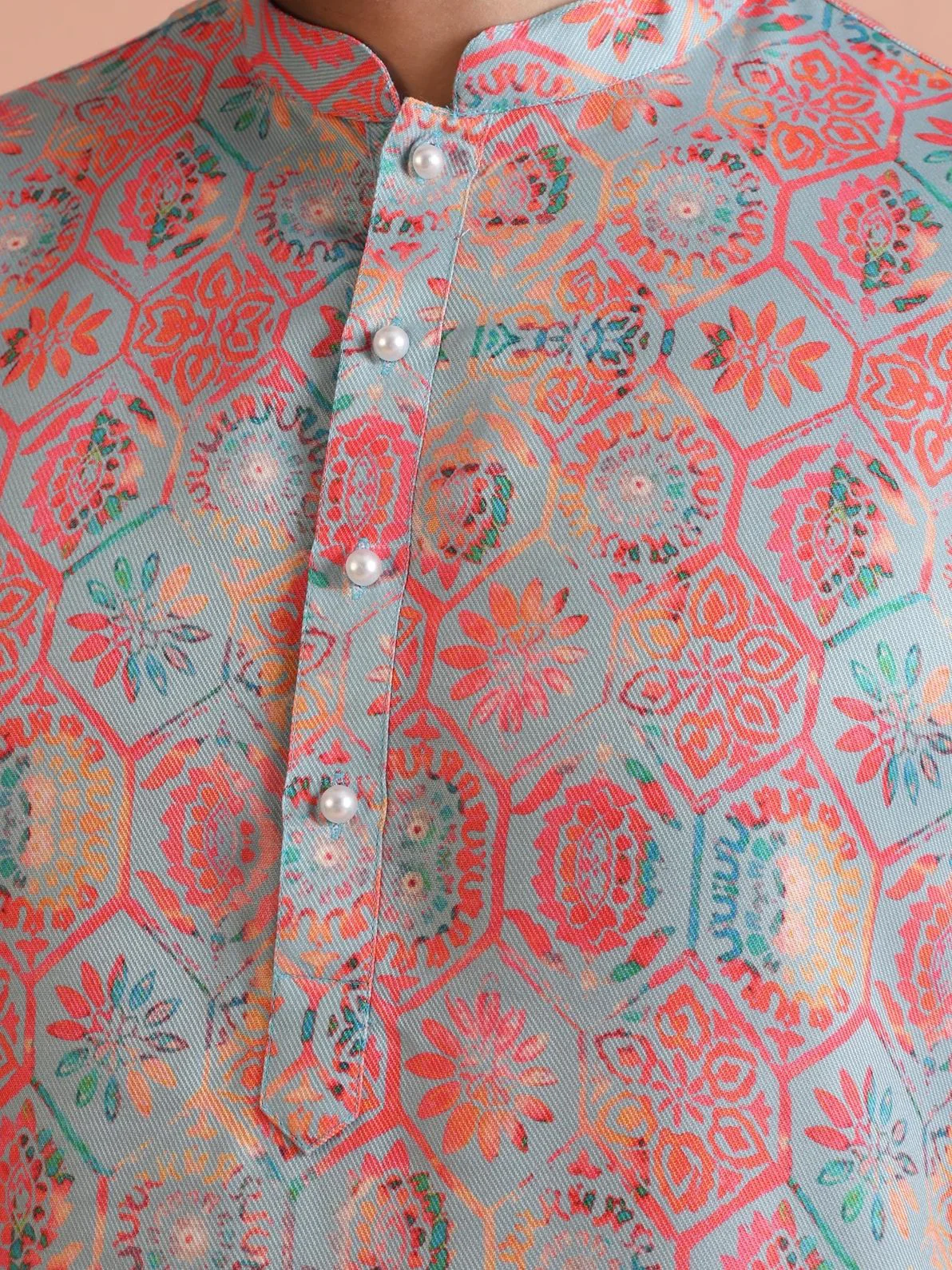 Multicolour Art Silk Printed Kurta Wide Leg Trouser Set - Image 4