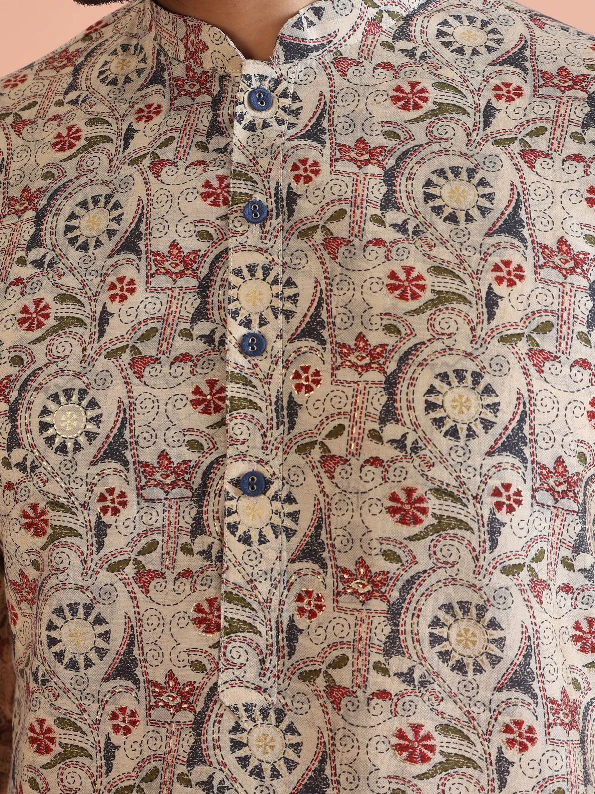 Multicolour Cotton Blend Printed Kurta Churidar Set - Image 4