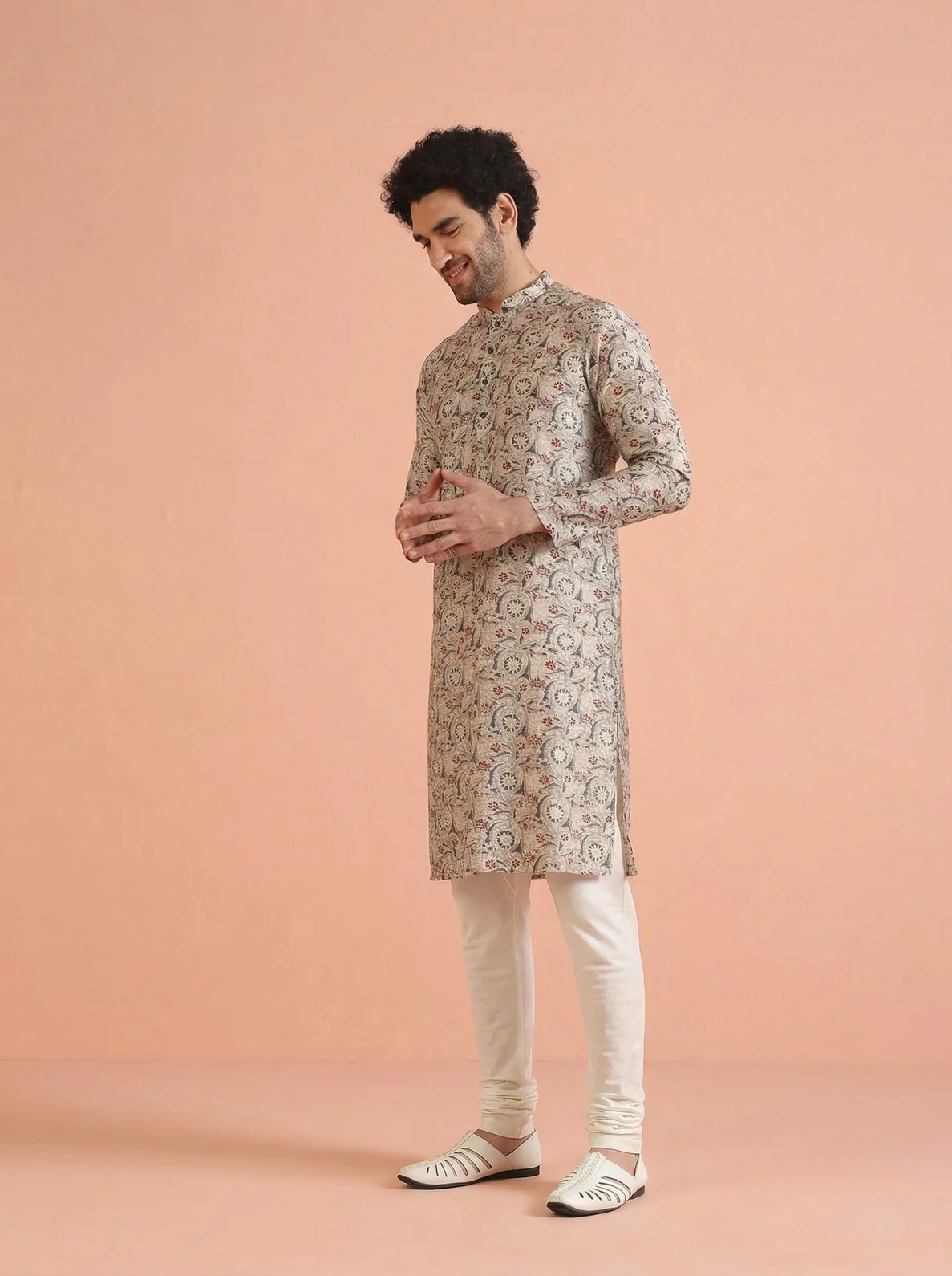 Multicolour Cotton Blend Printed Kurta Churidar Set - Image 6