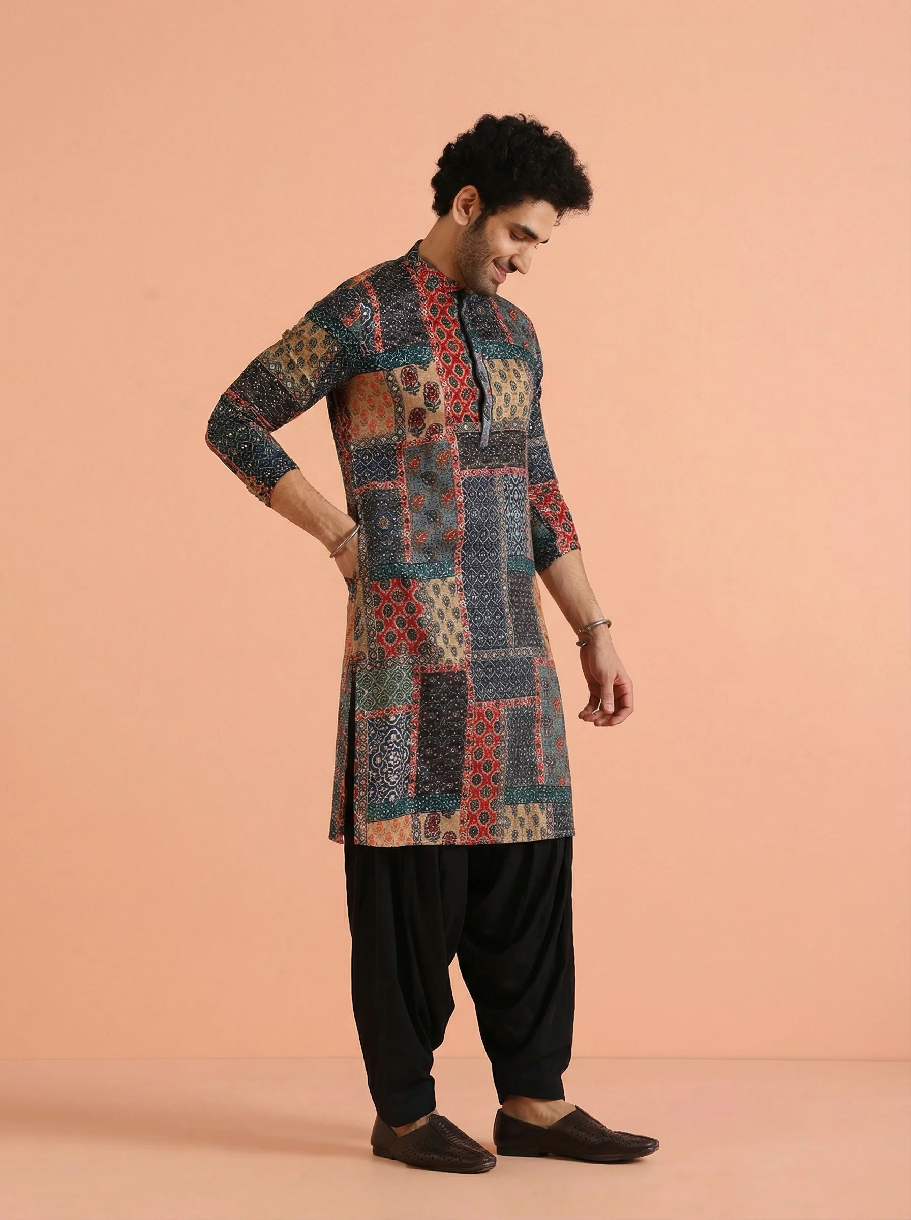 Multicolour Cotton Blend Printed Kurta Patiyala Set - Image 2