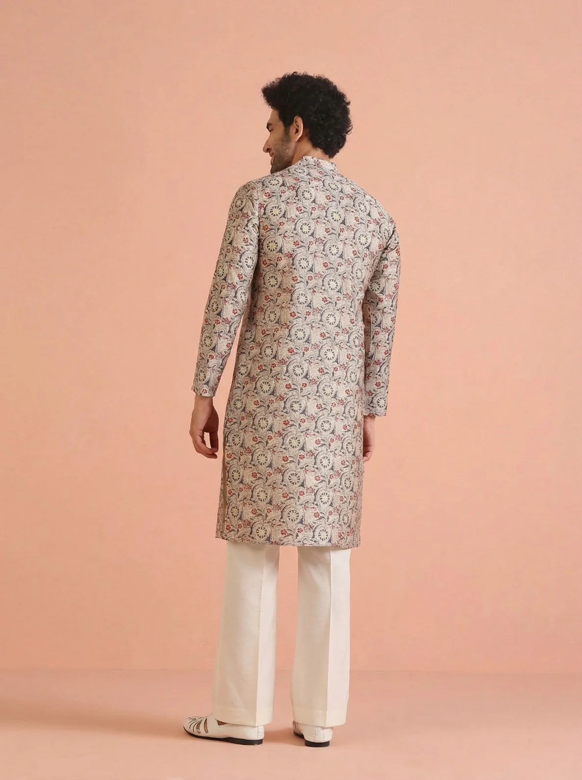 Multicolour Cotton Blend Printed Kurta Wide Leg Trouser Set - Image 3