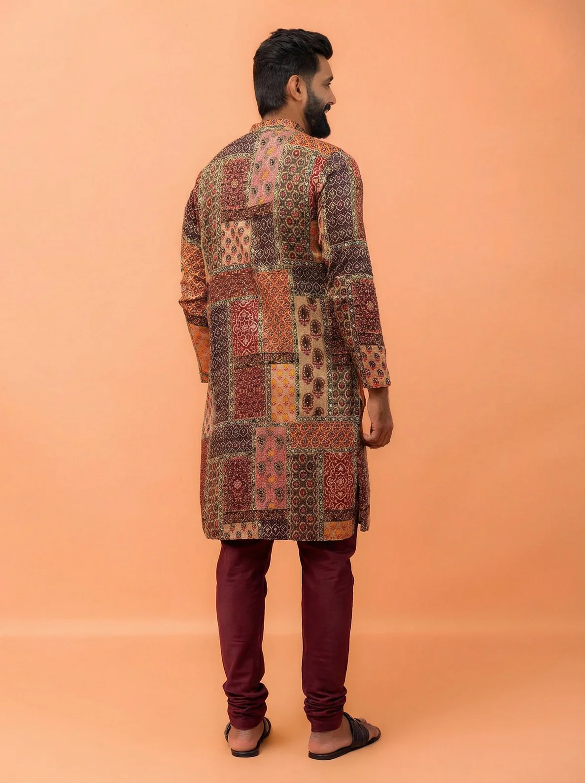Multicolour Cotton Printed Kurta Churidar Set - Image 3