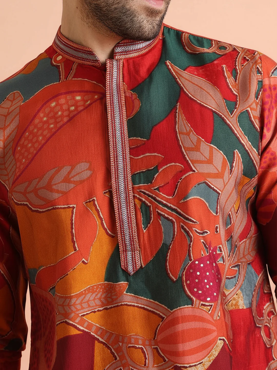 Multicolour Floral Printed Kurta Trouser Set - Image 5