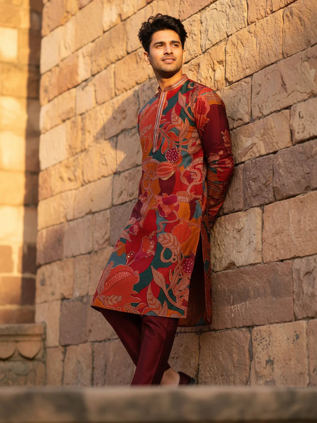 Multicolour Floral Printed Kurta Trouser Set - Image 7