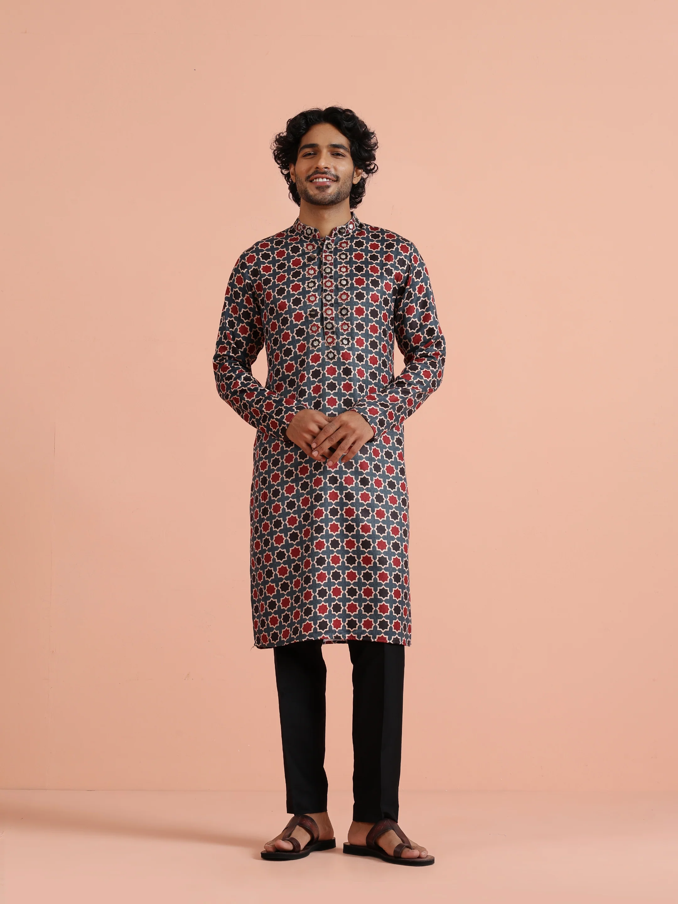 Multicolour Pashmina Printed Kurta Trouser Set - Image 8