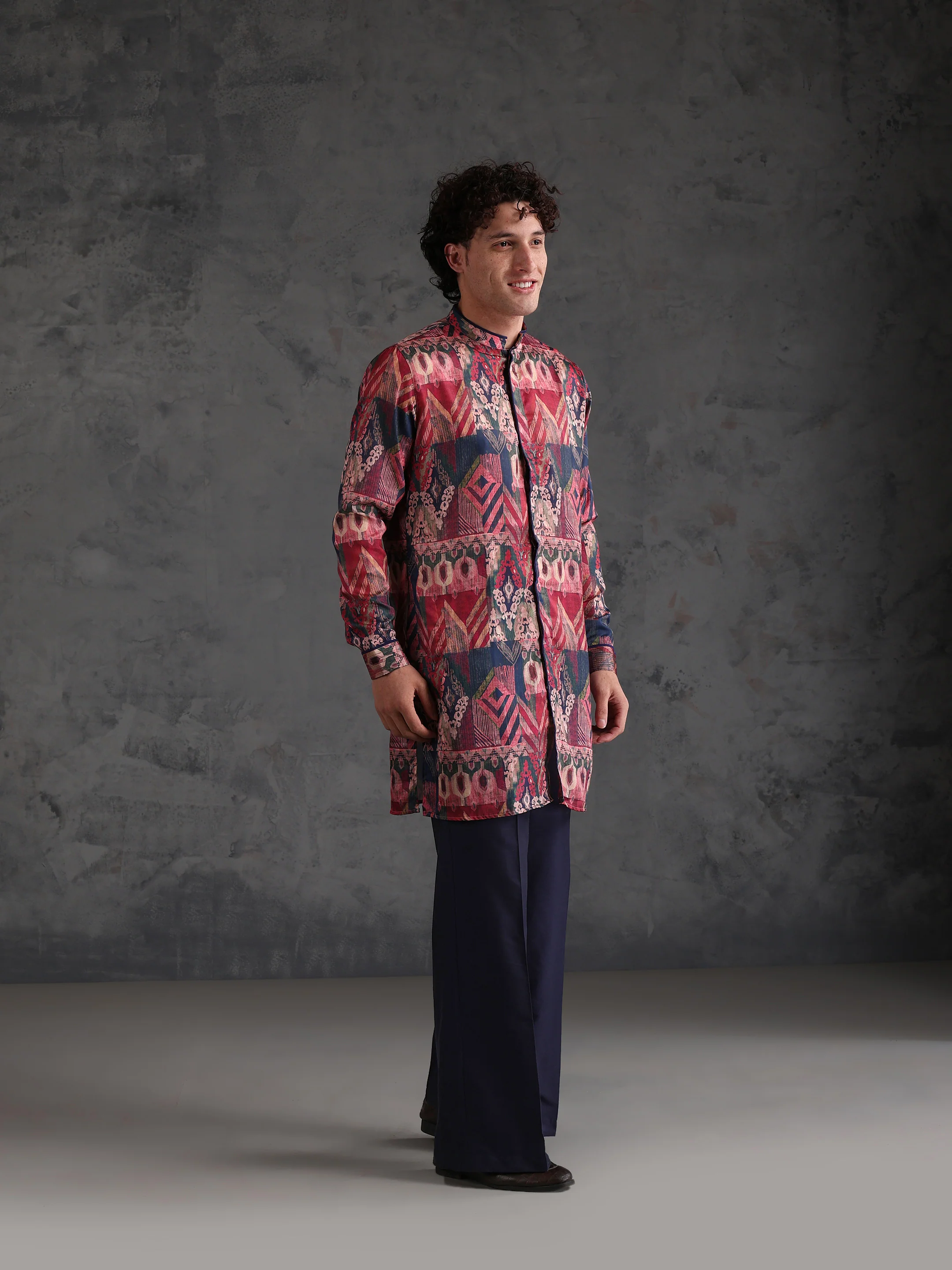 Multicolour Polyviscose Printed Mid Kurta Wide Leg Trouser Set - Image 2