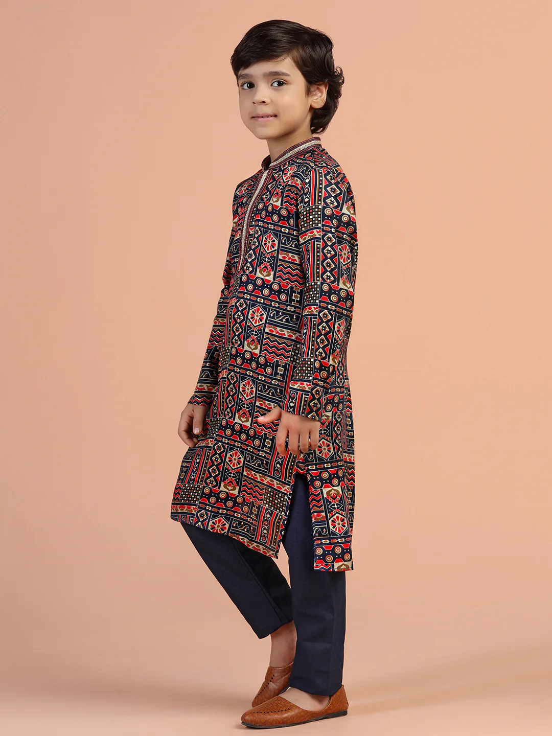 Multicolour Printed Kids Kurta - Image 2