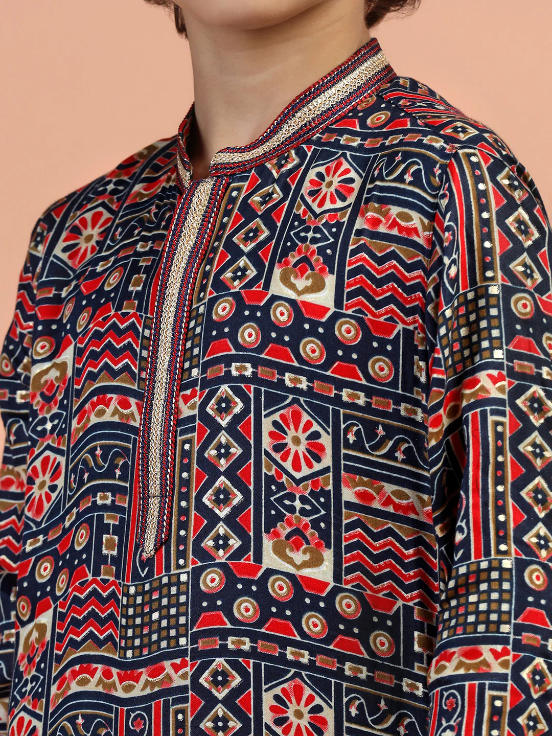 Multicolour Printed Kids Kurta Set - Image 5