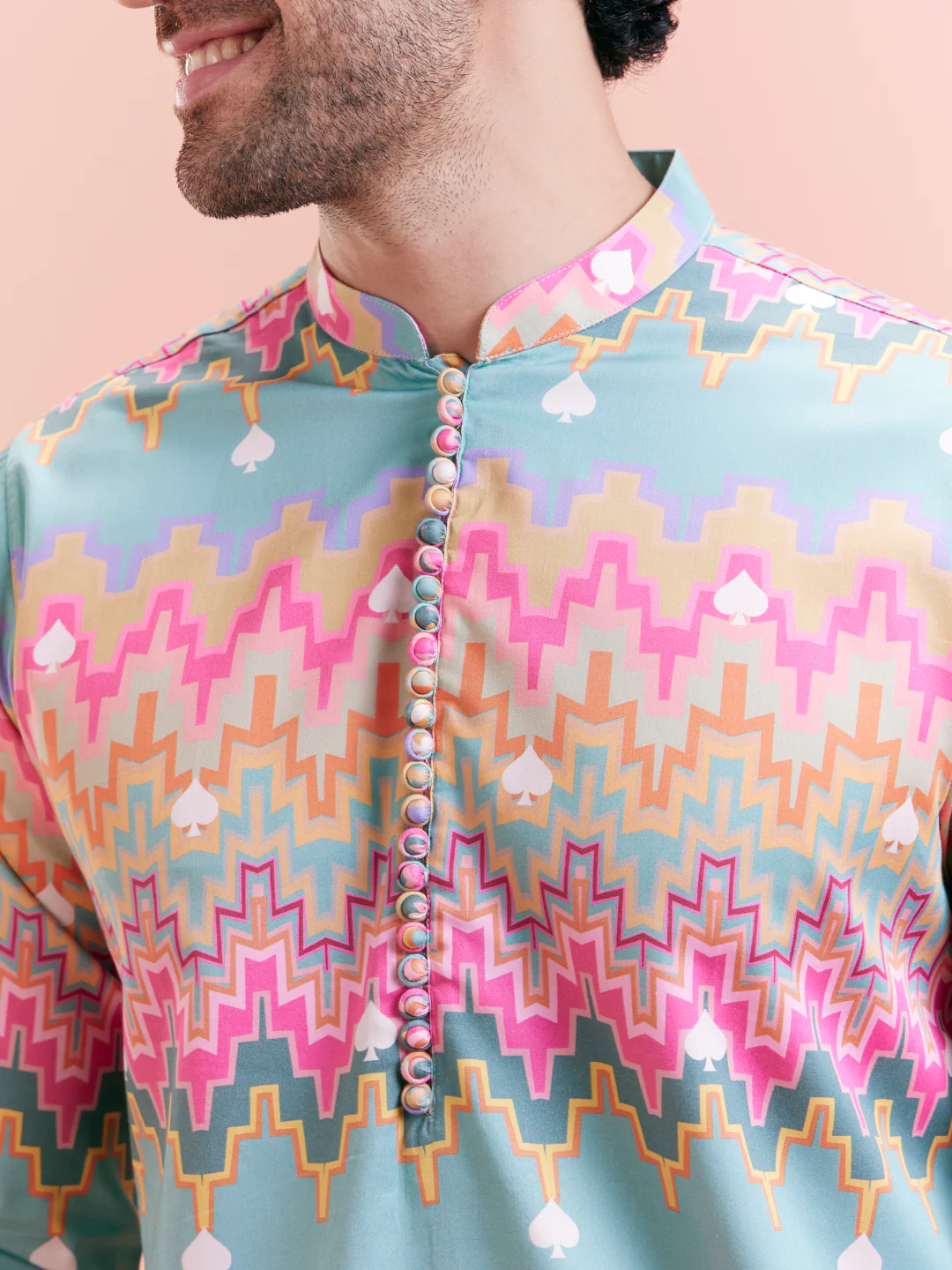 Multicolour Silk Blend Printed Kurta Patiyala Set - Image 5