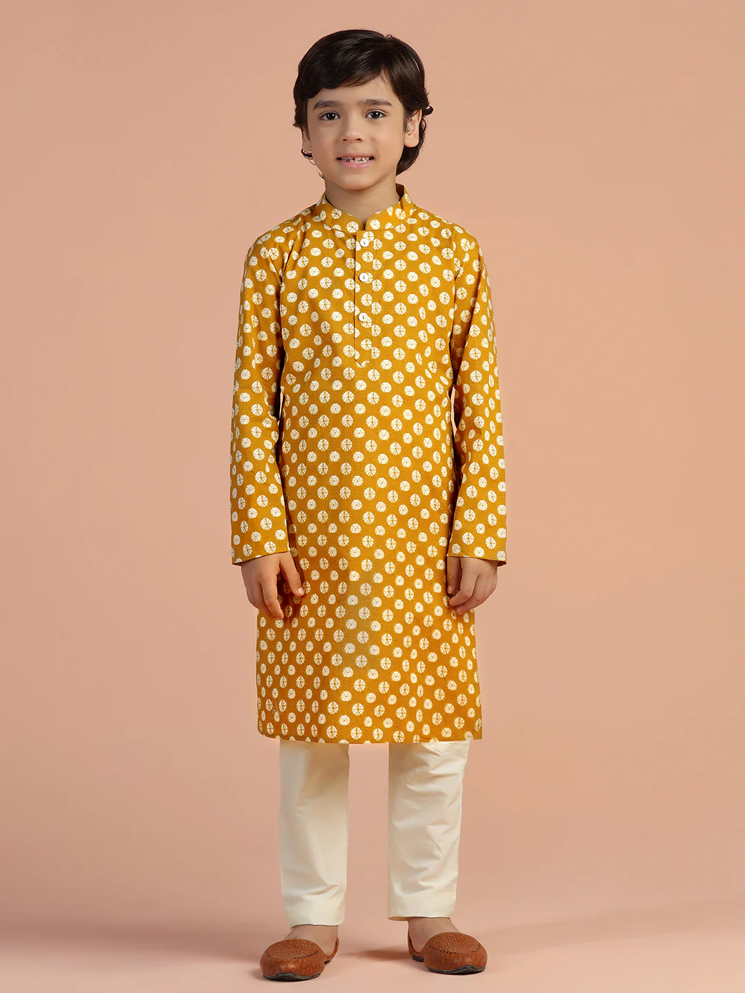 Mustard Gold Kids Kurta Set - Image 7