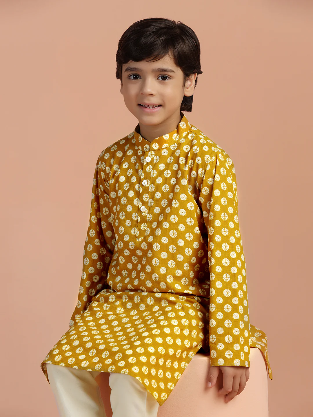 Mustard Yellow Printed Kurta