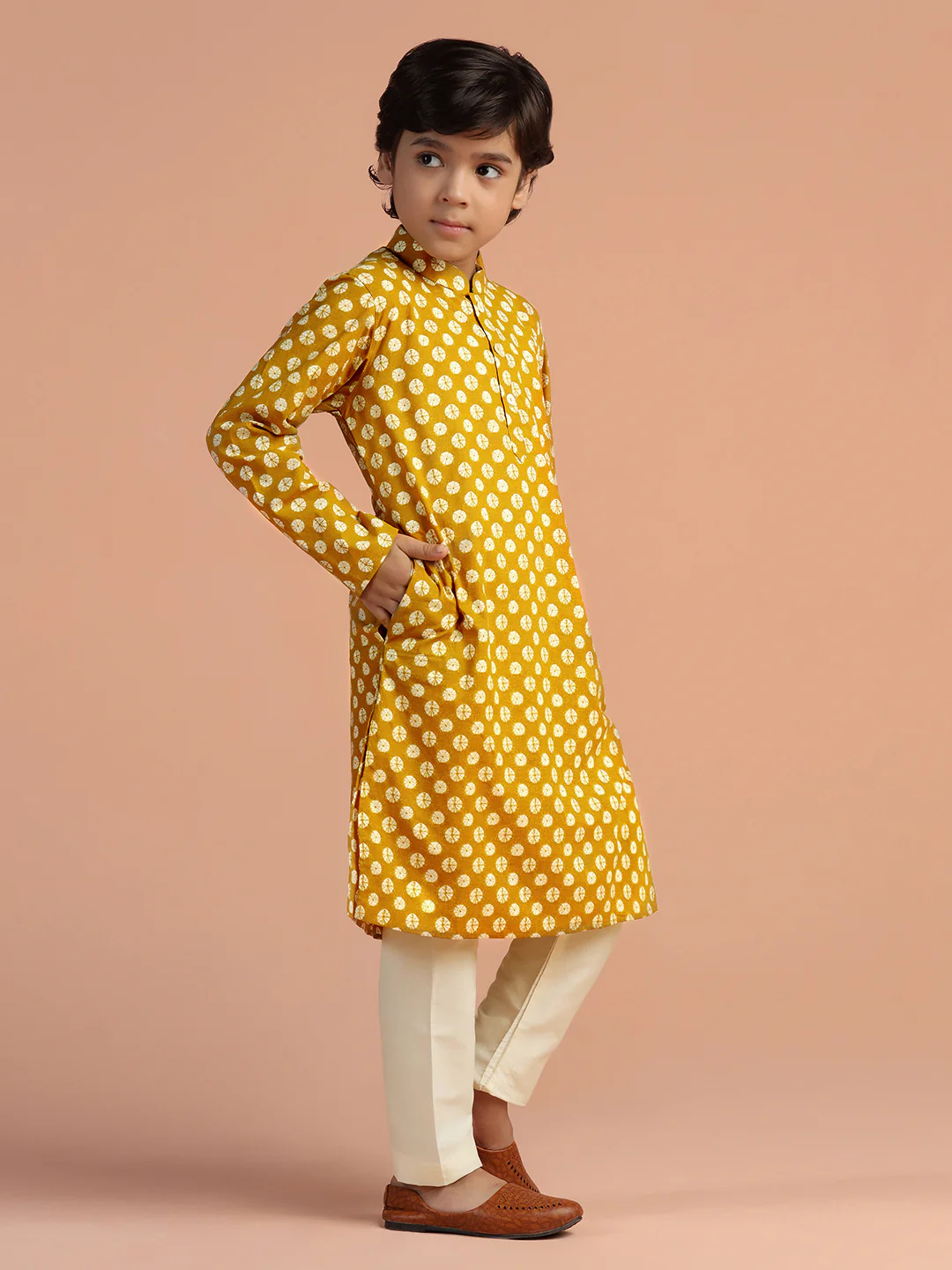 Mustard Yellow Printed Kurta - Image 3