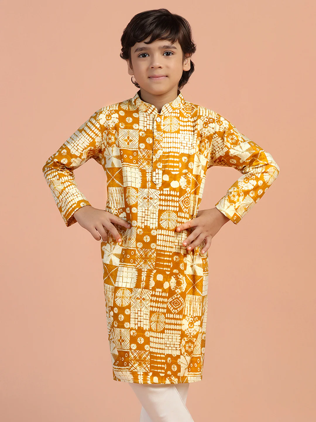 Mustard Yellow Printed Kurta