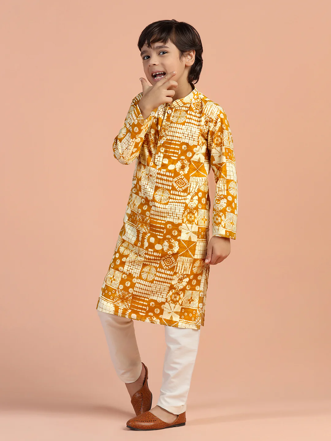 Mustard Yellow Printed Kurta - Image 2