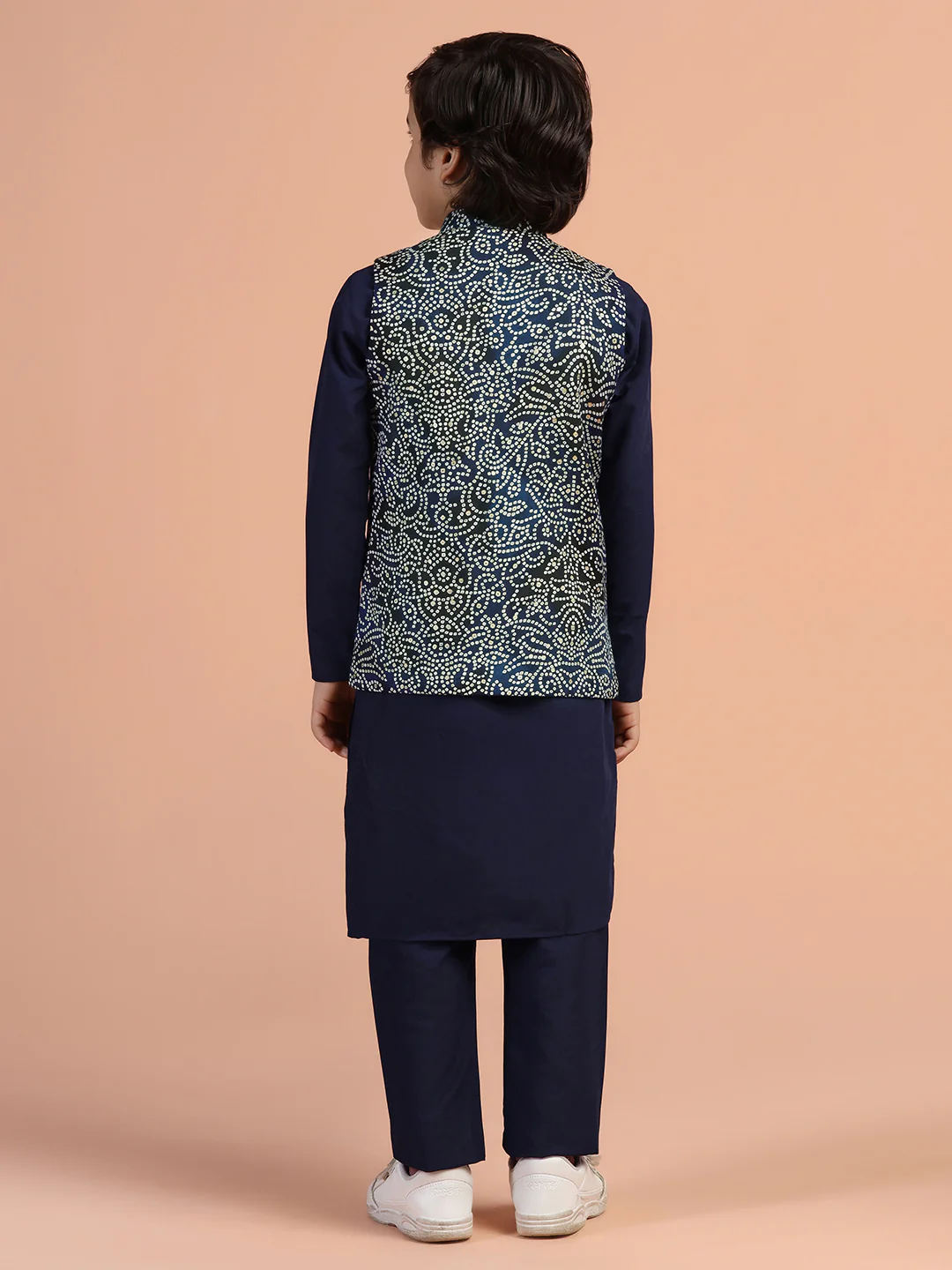 Navy Blue Bandhani Printed Jacket - Image 4